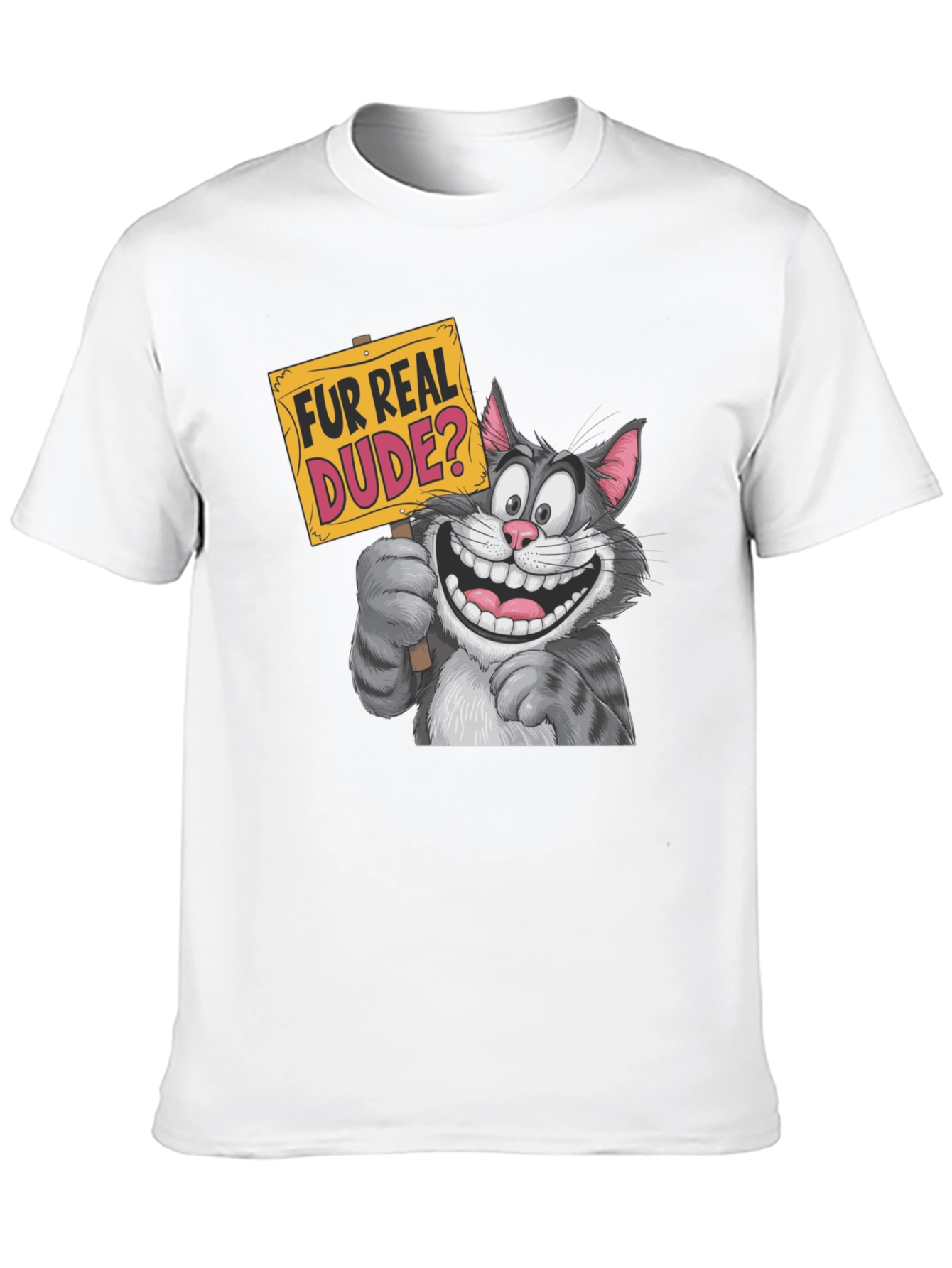 Black Fur Real Dude? Graphic Print Black T-Shirt view 10