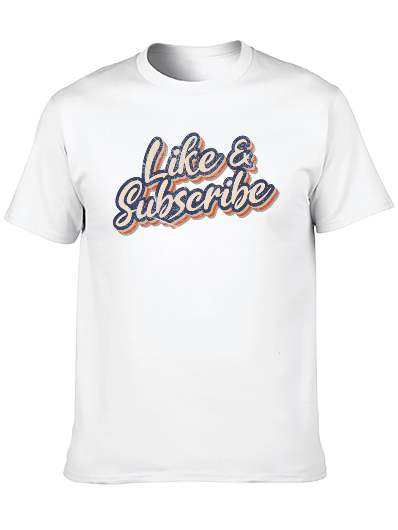 Black Like & Subscribe Retro Style Black T-Shirt view 10