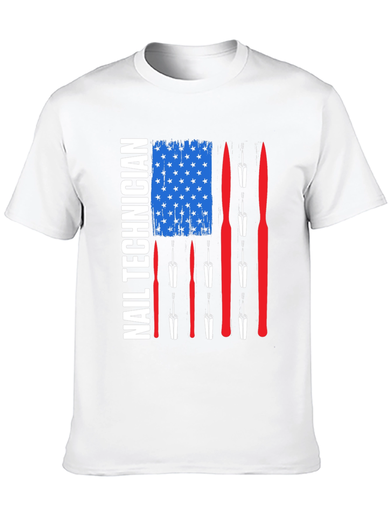 Black Nail Technician American Flag T-Shirt view 10
