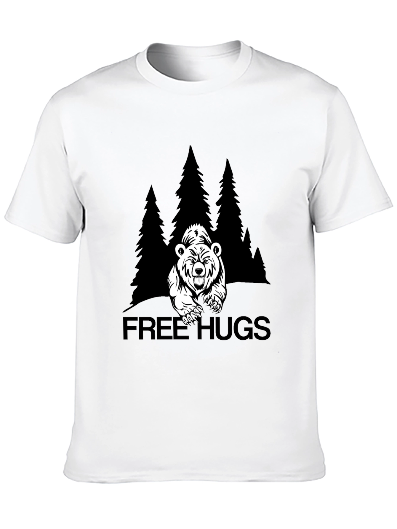 Black Free Hugs Bear Graphic T-Shirt - Black view 10