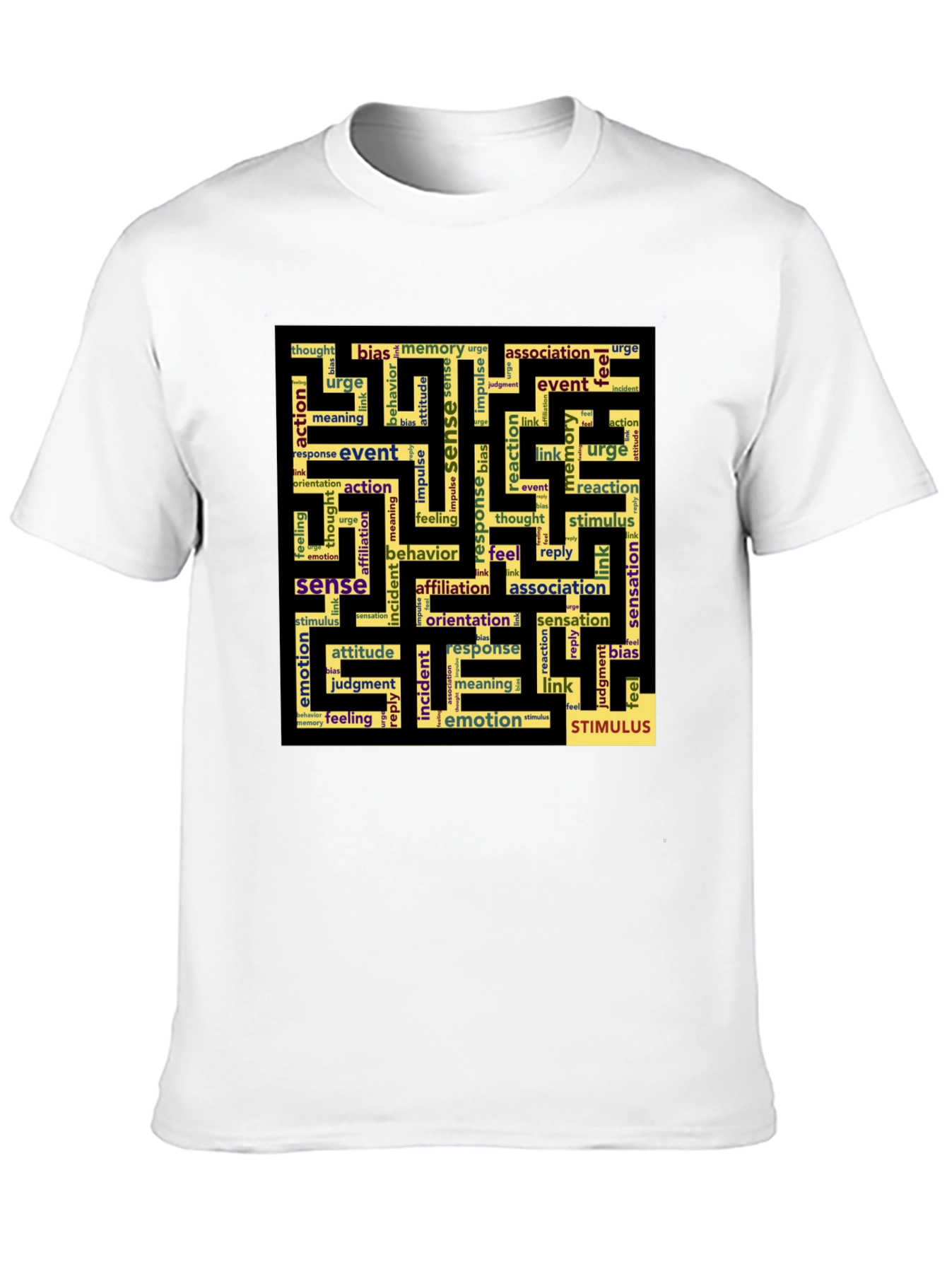 Sense Maze Black T-Shirt - Word Art Design - 10