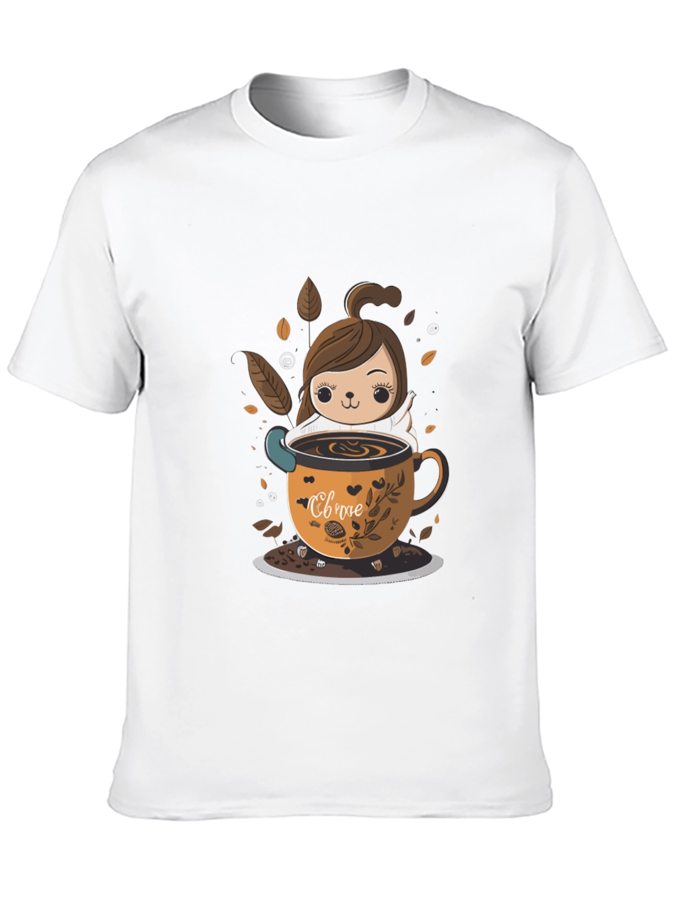 Black Cute Cartoon Coffee Lover T-Shirt view 10