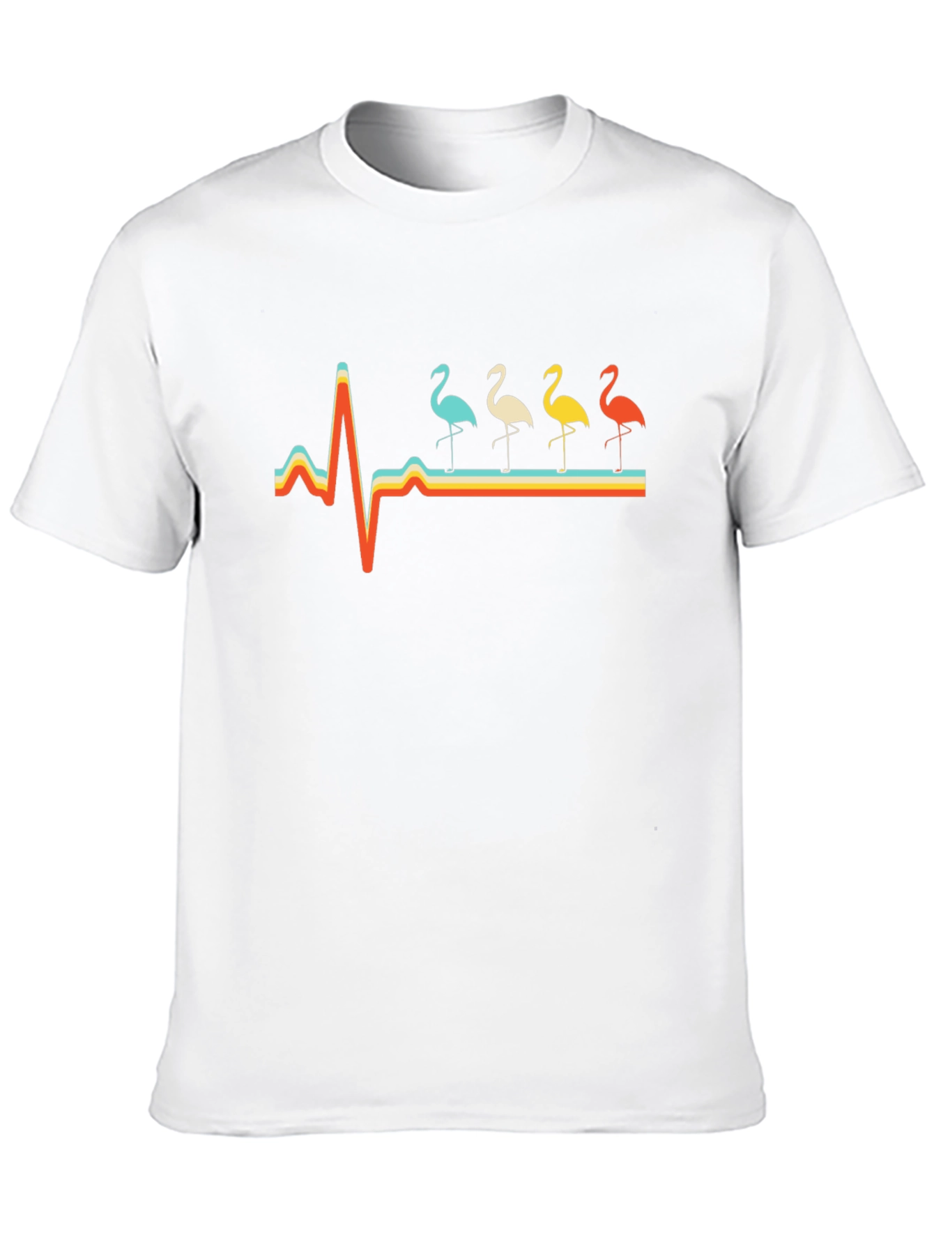 Retro Flamingo Heartbeat Graphic Tee - 10