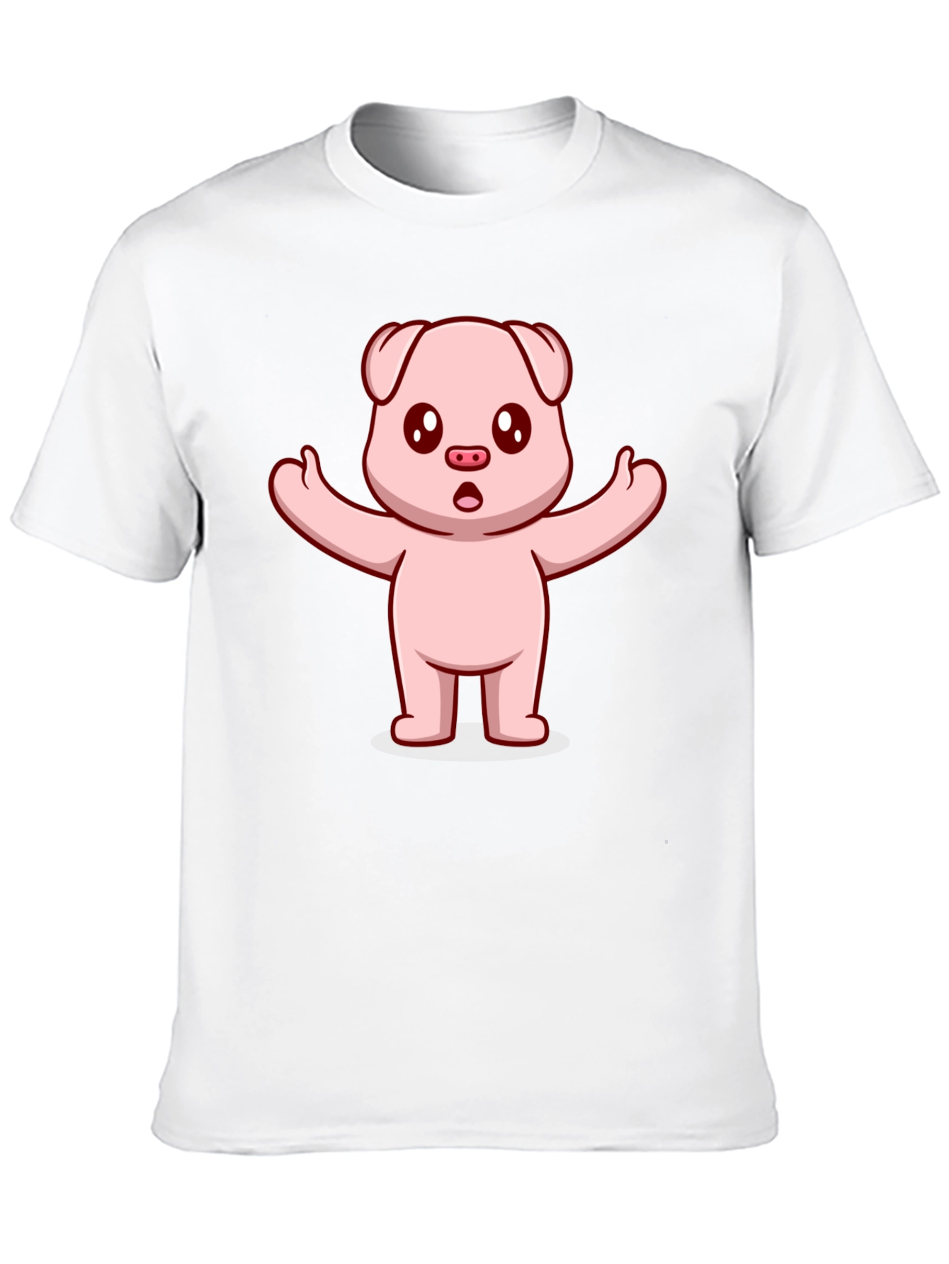 Black Cute Pig Cartoon Black T-Shirt view 10