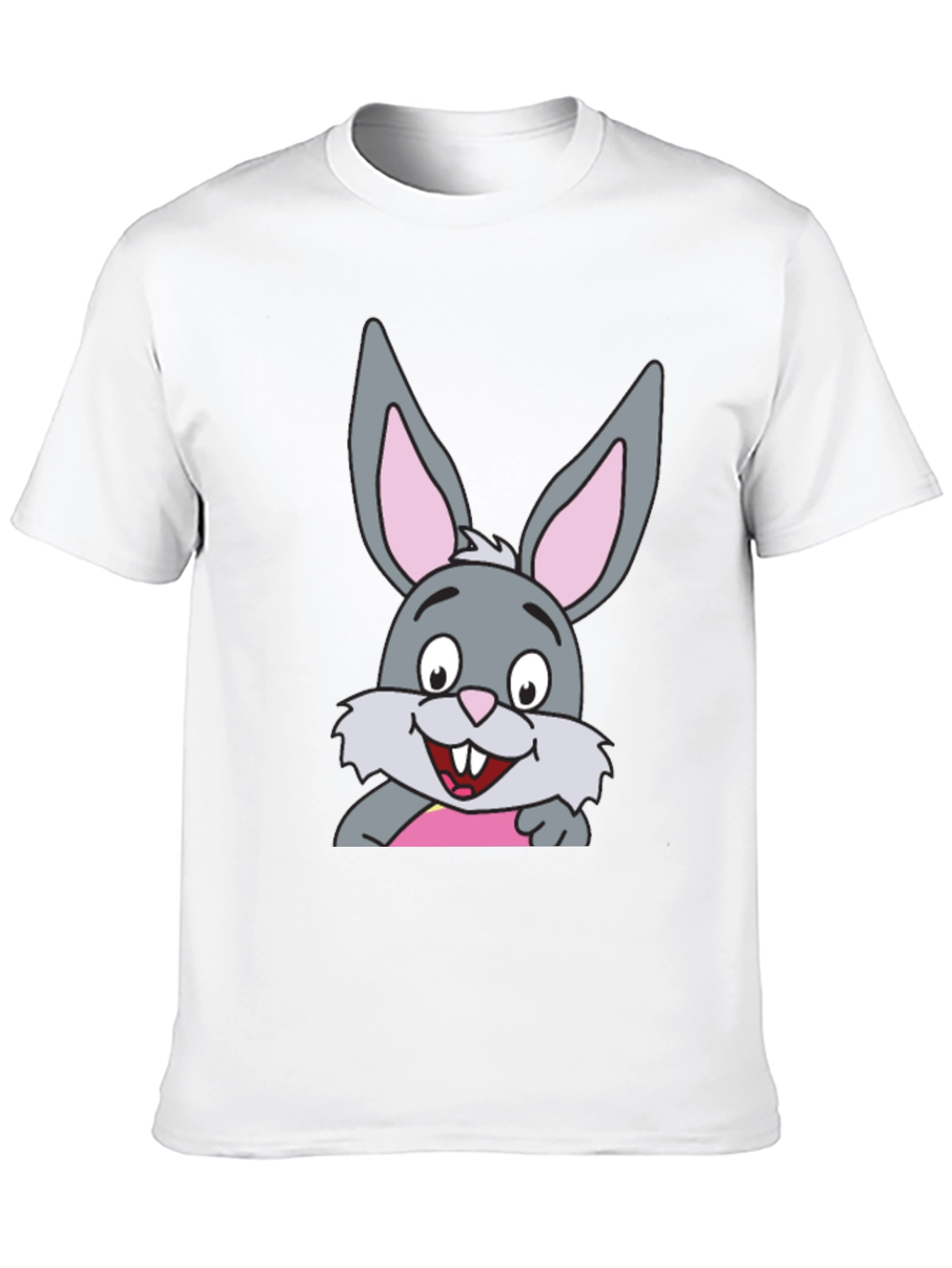 Black Cartoon Rabbit Graphic Print Black T-Shirt view 10