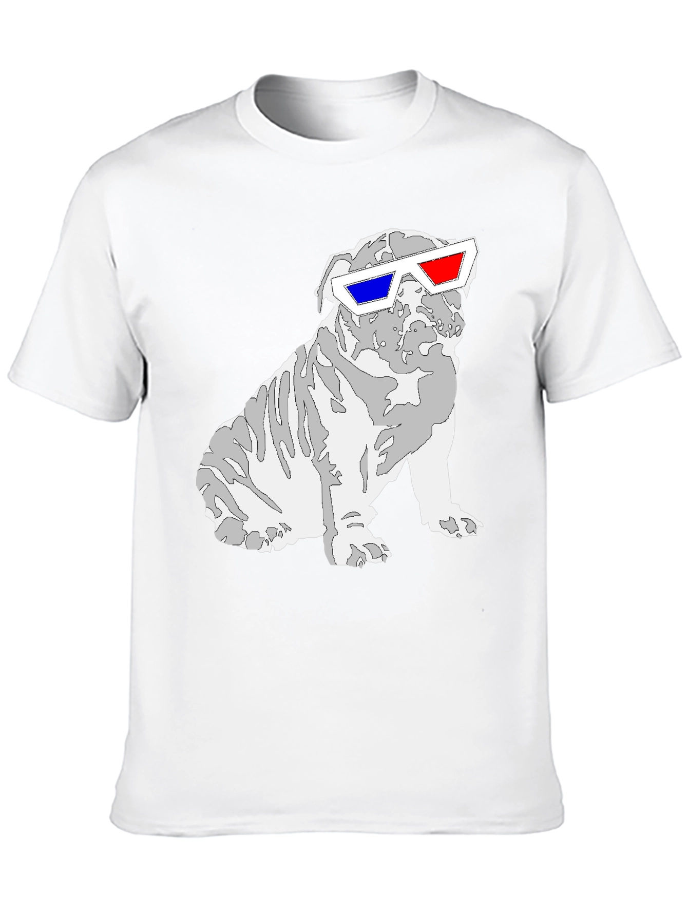 Black Cool Bulldog 3D Glasses Graphic T-Shirt view 10