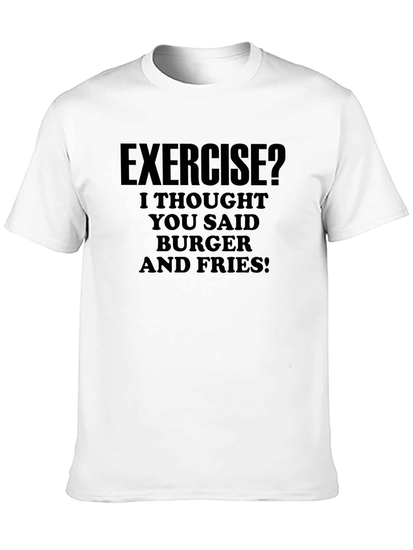Black Funny Exercise Burger & Fries Graphic T-Shirt view 10