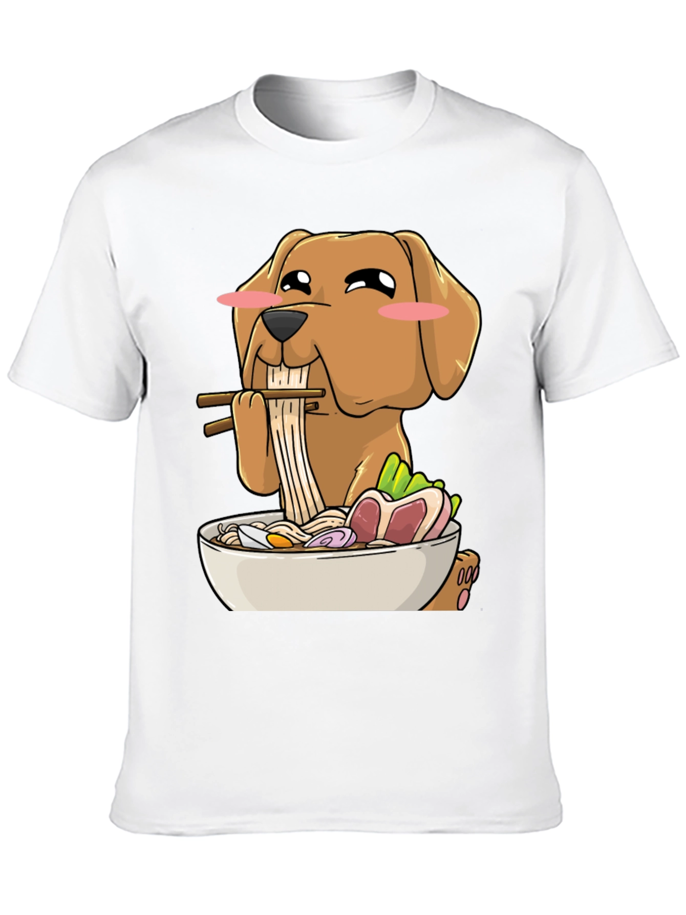 Black Dog Eating Ramen Funny T-Shirt view 10