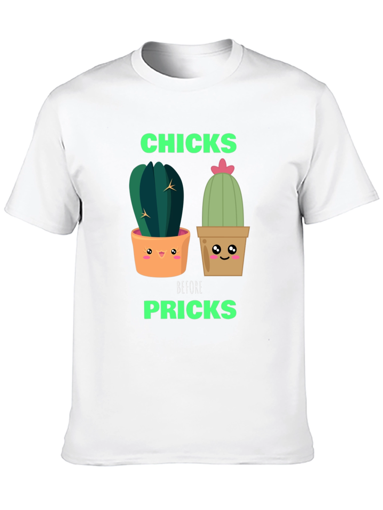 Black Funny Cactus Graphic T-Shirt - Chicks Before Pricks view 10