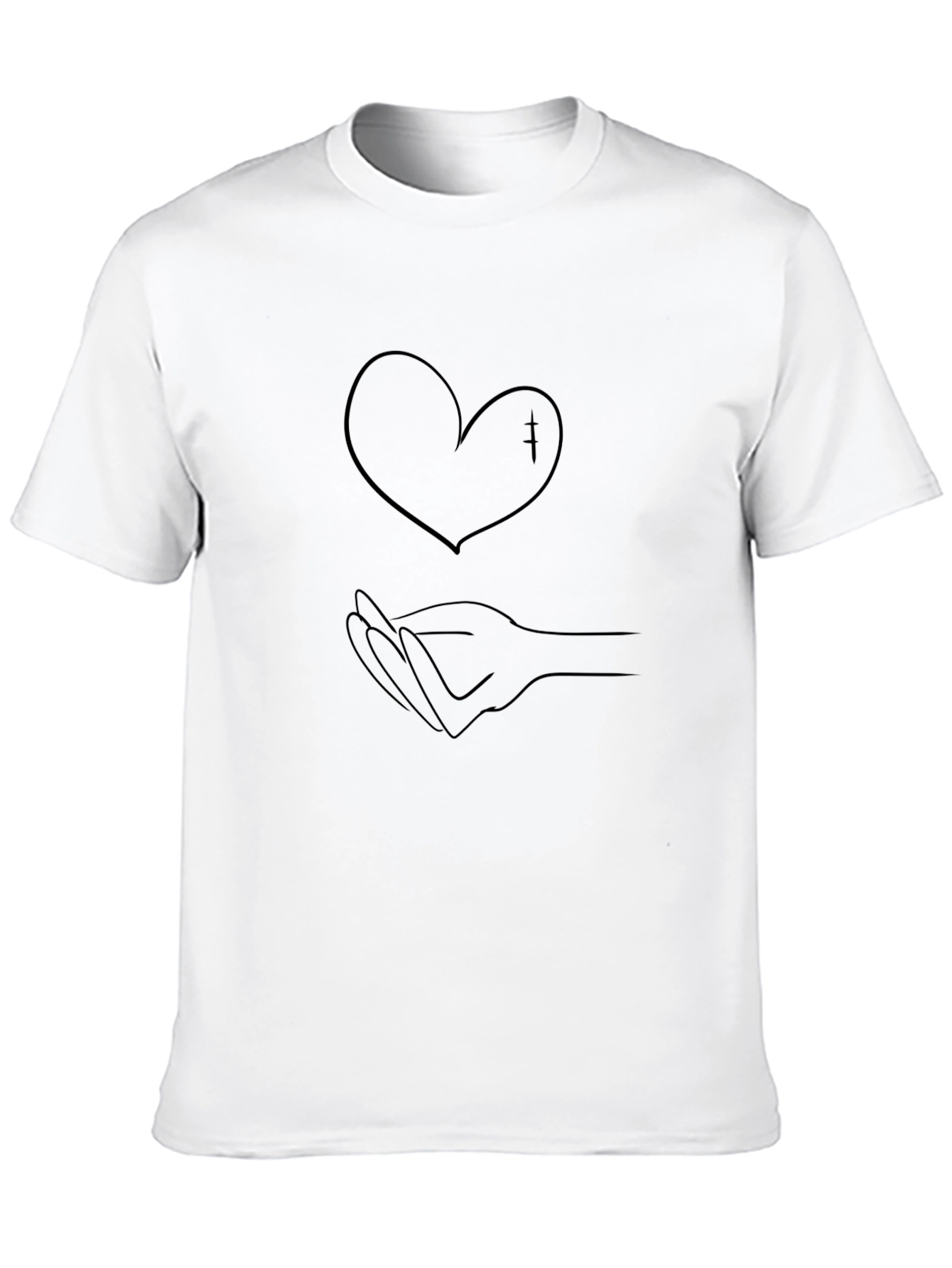 Black Heart & Hand Graphic Tee - Black Casual Comfort view 10