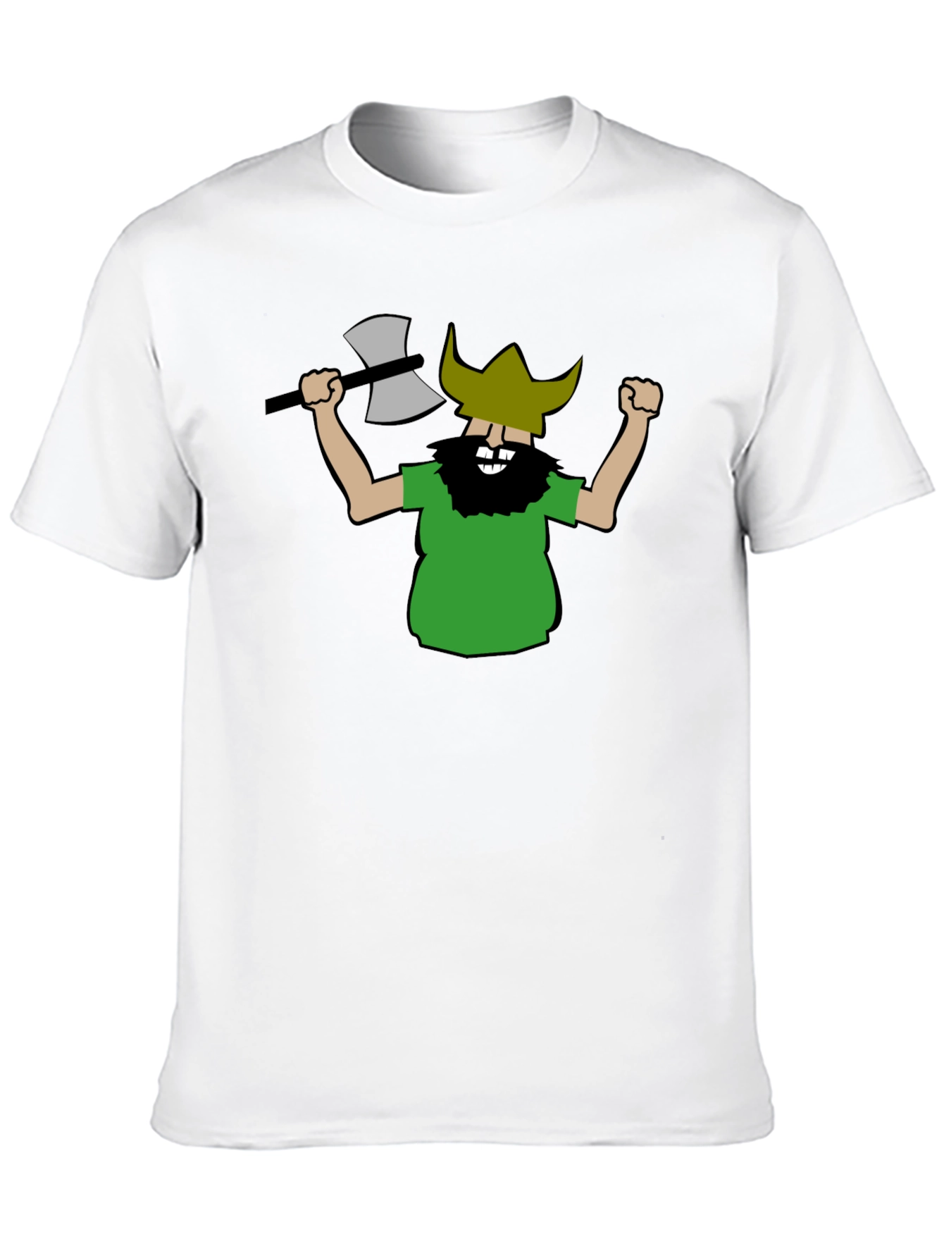 Black Viking Cartoon Graphic Black T-Shirt view 10