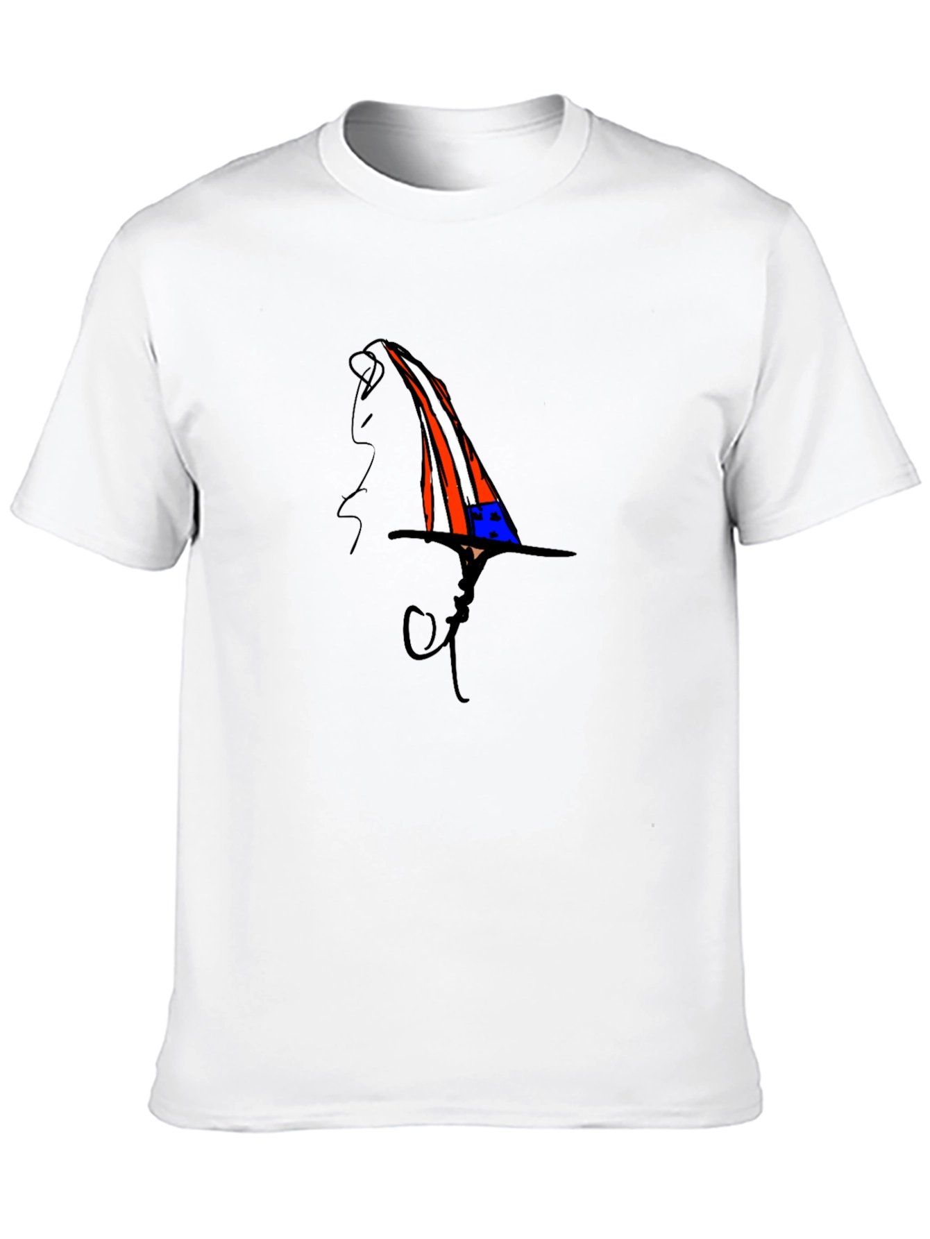 Black Whimsical Patriotic Hat Graphic Black T-Shirt view 10