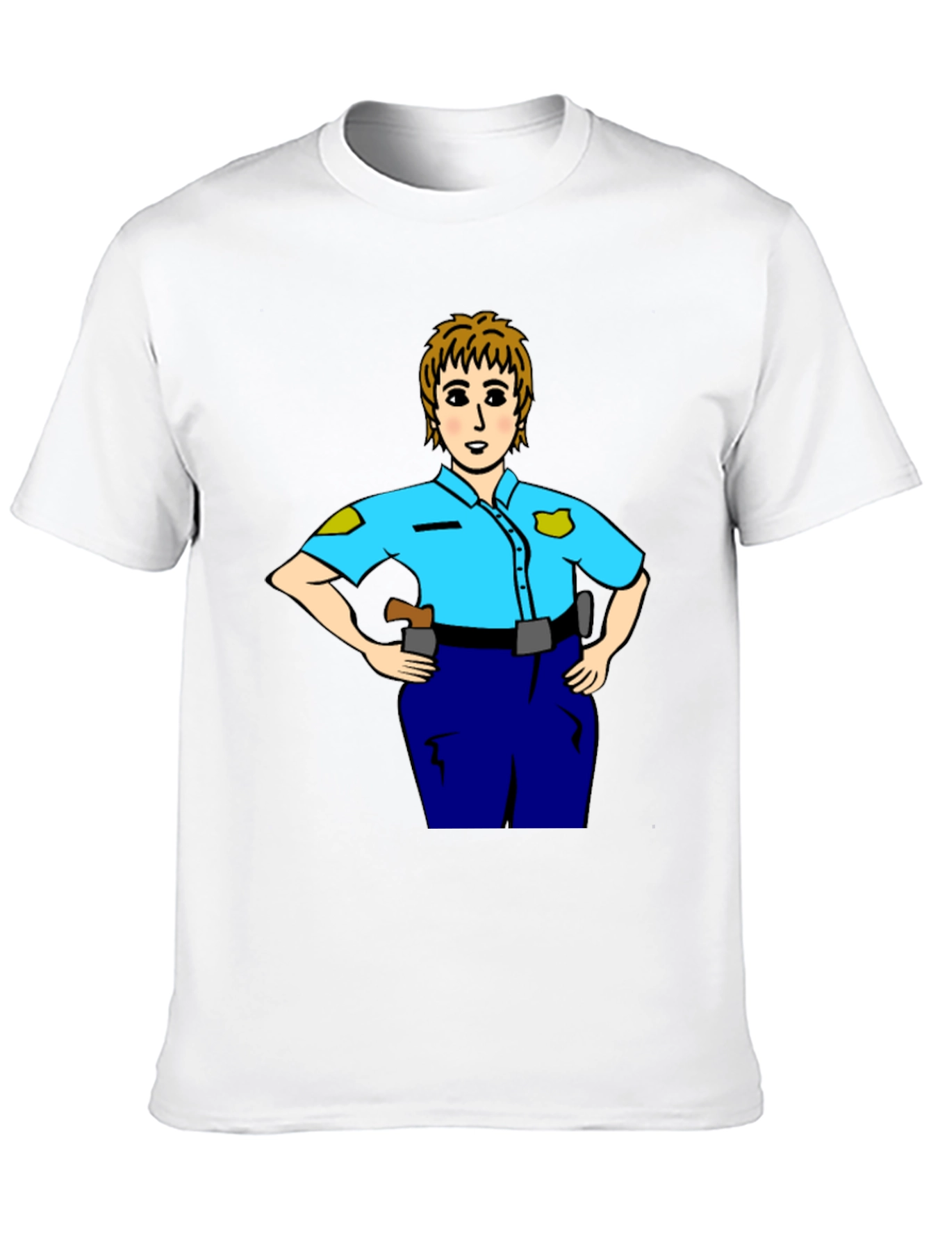 Black Police Woman Cartoon T-Shirt | Graphic Tee view 10