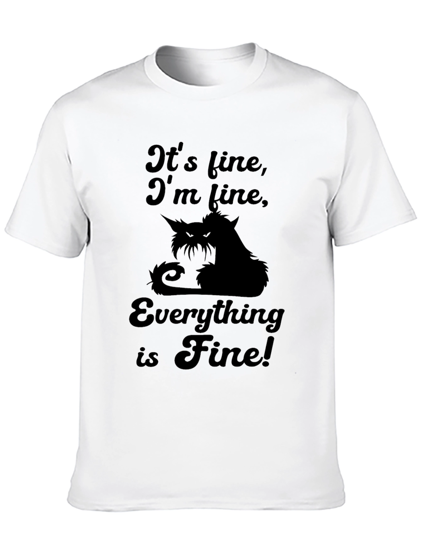 Black It's Fine Cat Graphic Tee view 10