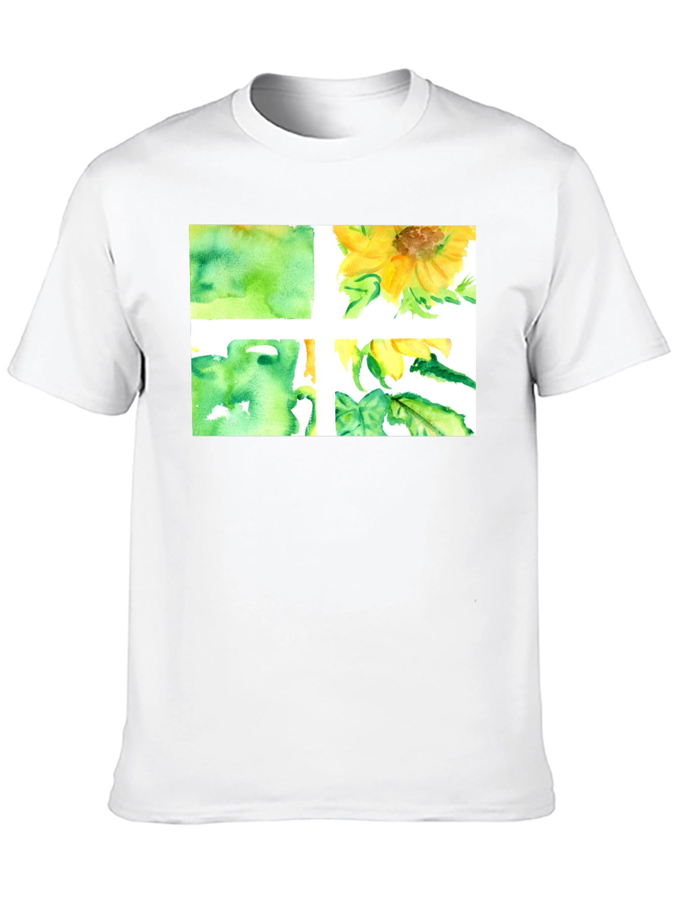 Black Sunflower Watercolor Graphic Black T-Shirt view 10