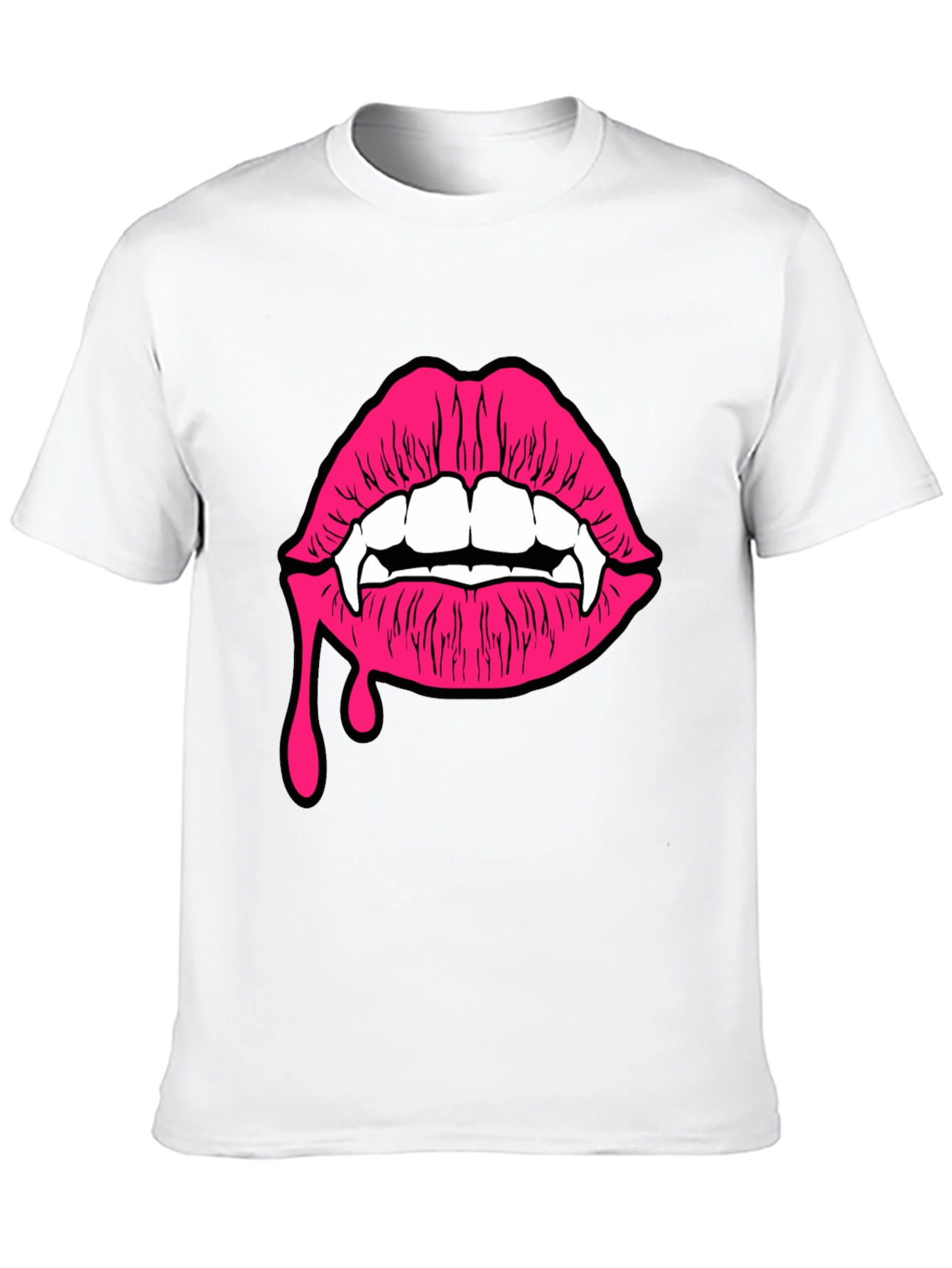 Black Vampire Lips Graphic Tee - Black Cotton T-Shirt view 10