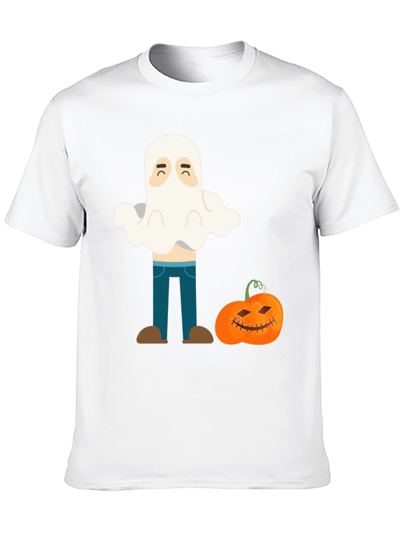 Black Halloween Ghost & Pumpkin Graphic T-Shirt view 10