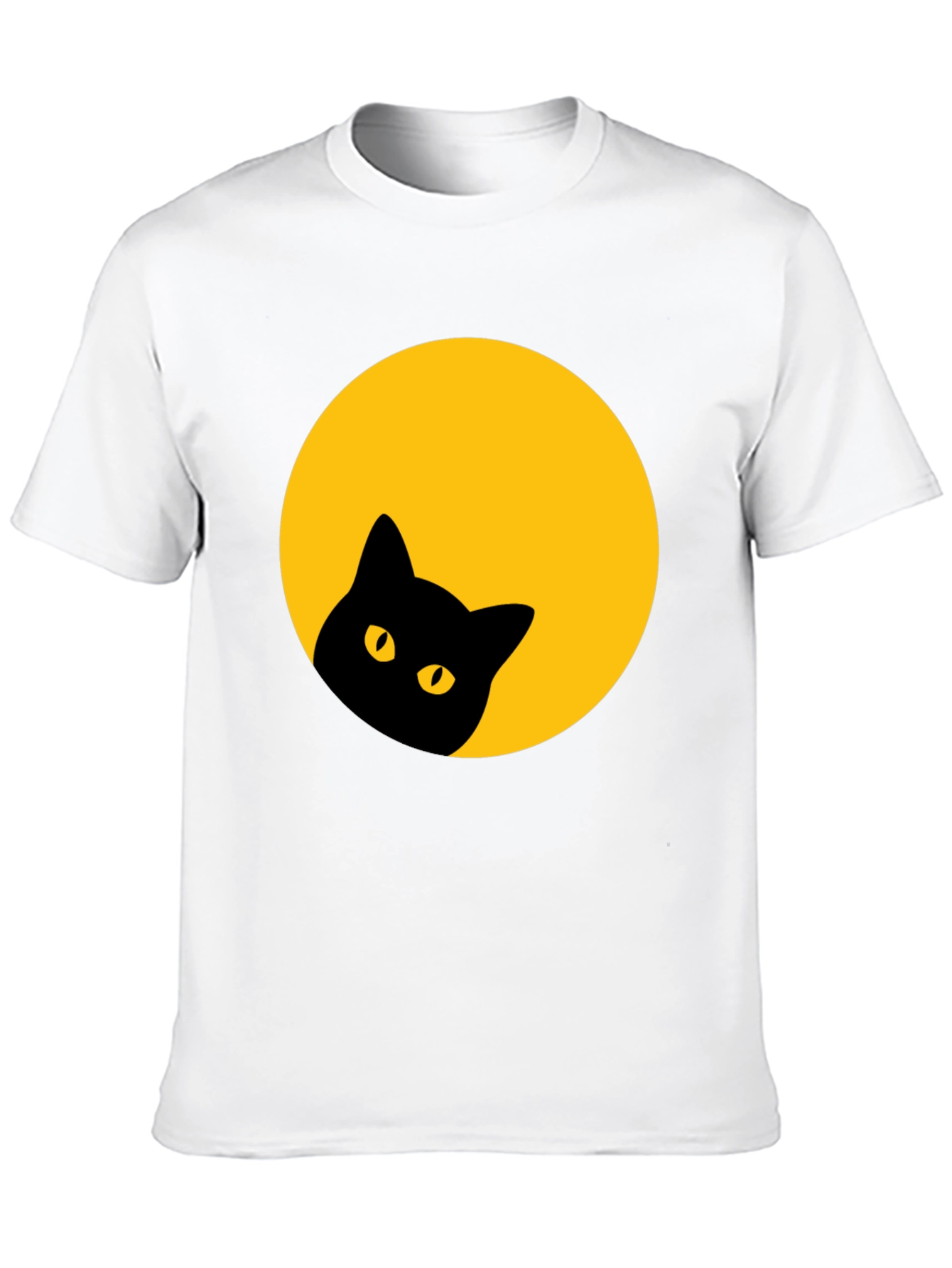 Black Black Cat Peek-a-Boo T-Shirt - Moon Design view 10