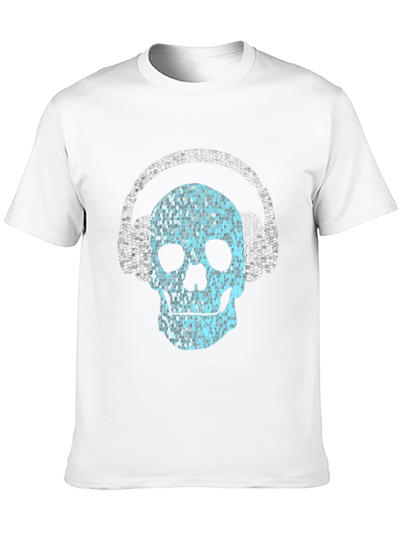 Black Skull with Headphones Graphic T-Shirt view 10