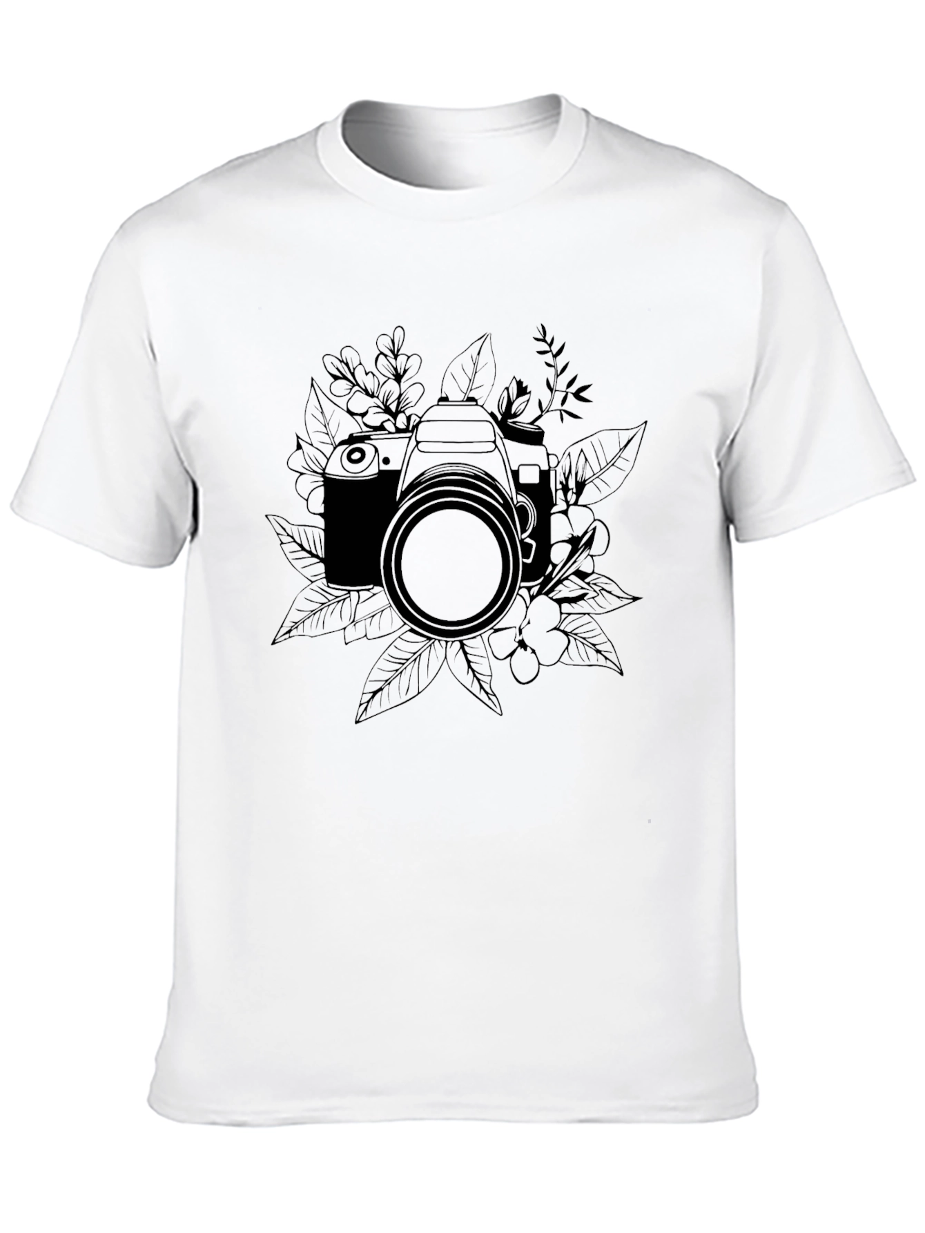 Black Camera & Floral Graphic Black T-Shirt view 10