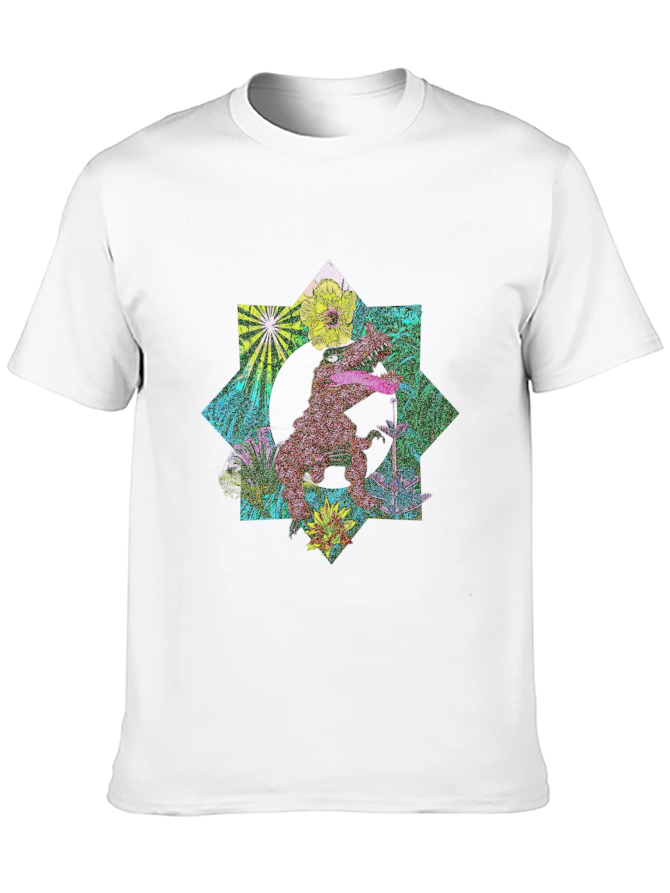 Black Floral Dinosaur Graphic Tee - Black Cotton T-Shirt view 10