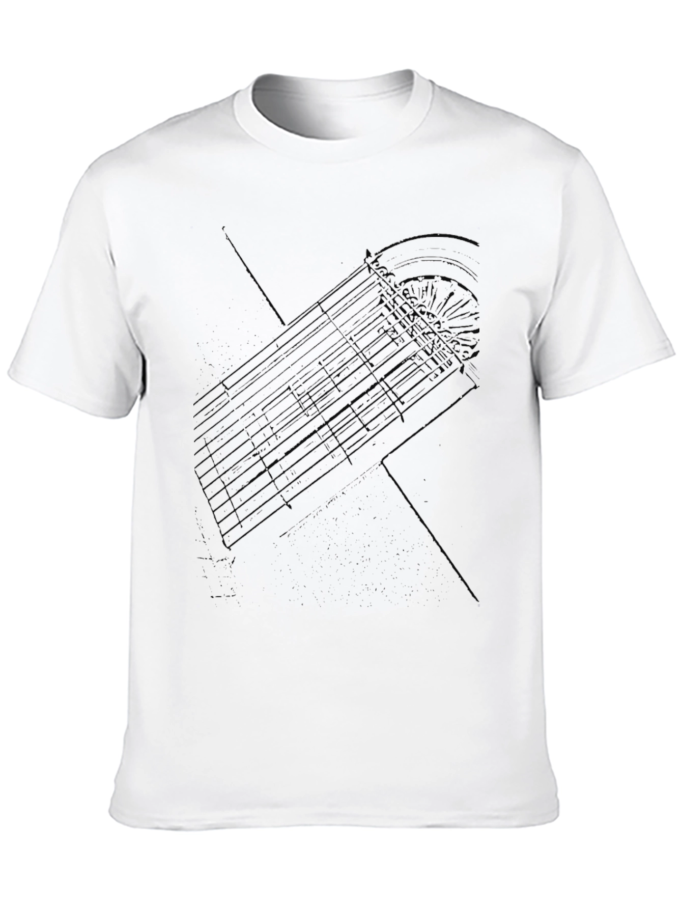 Black Abstract Cityscape Graphic Tee - Black Casual T-Shirt view 10