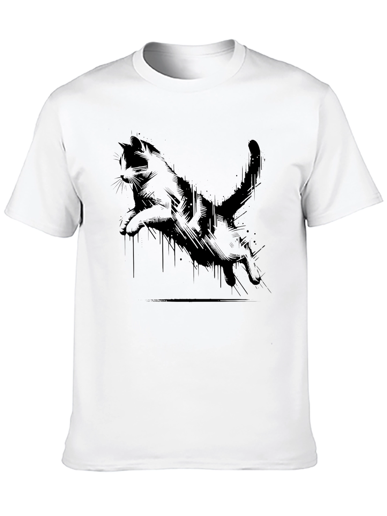 Black Cool Cat Print Black T-Shirt view 10
