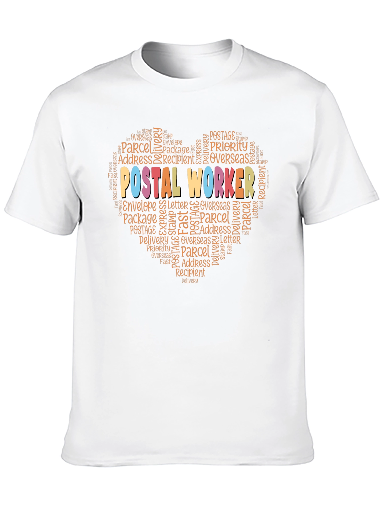 Black Postal Worker Heart Word Art T-Shirt view 10
