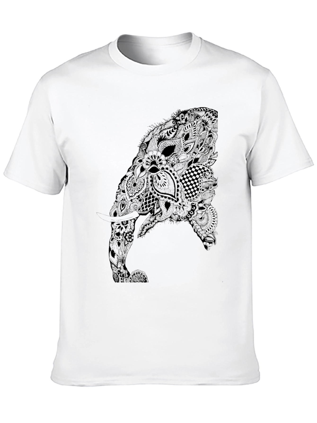 Black Abstract Elephant Graphic Black T-Shirt view 10