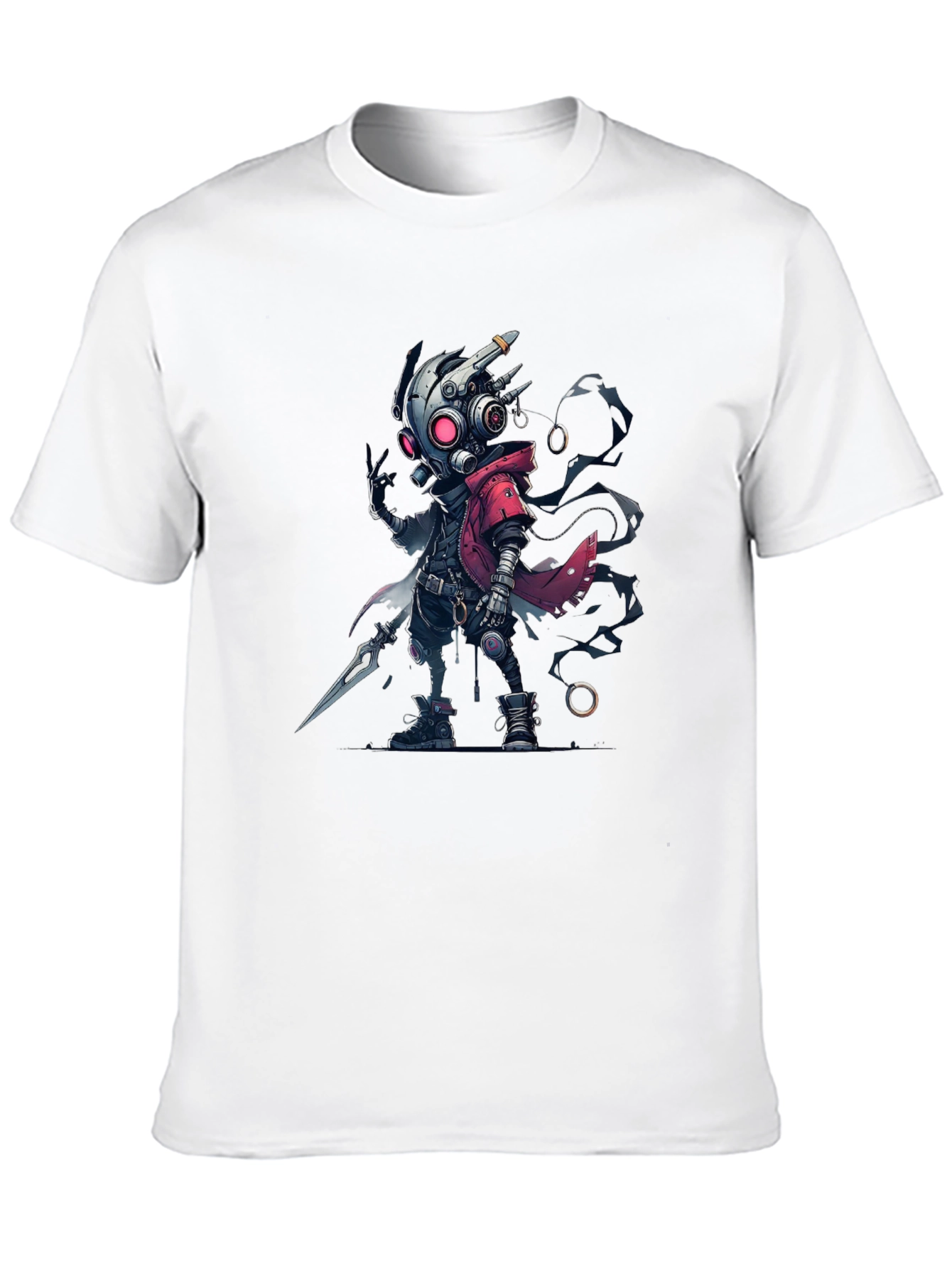 Black Cyberpunk Cartoon Graphic T-Shirt view 10