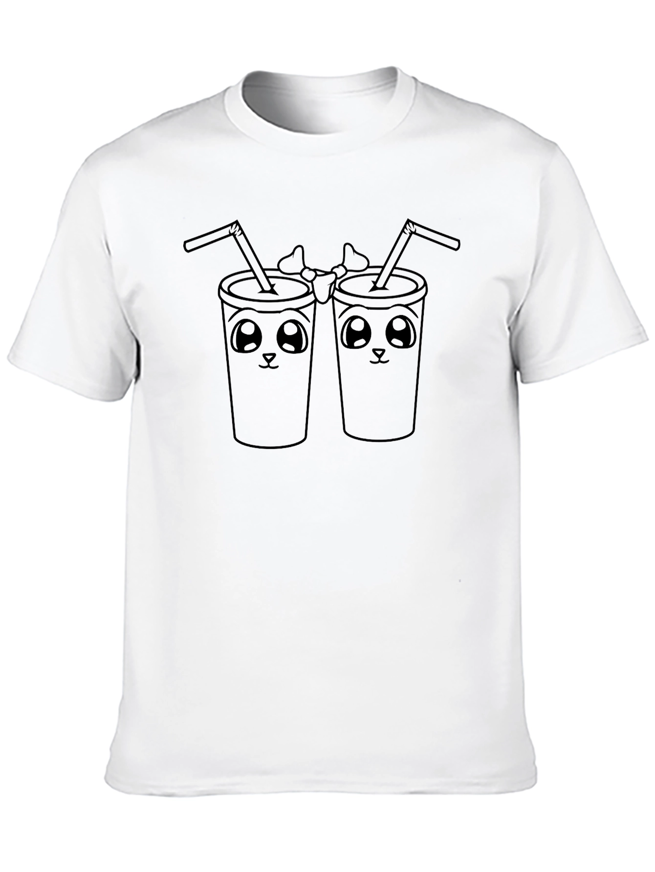 Black Cute Cartoon Drink Buddies Graphic Tee - Black view 10