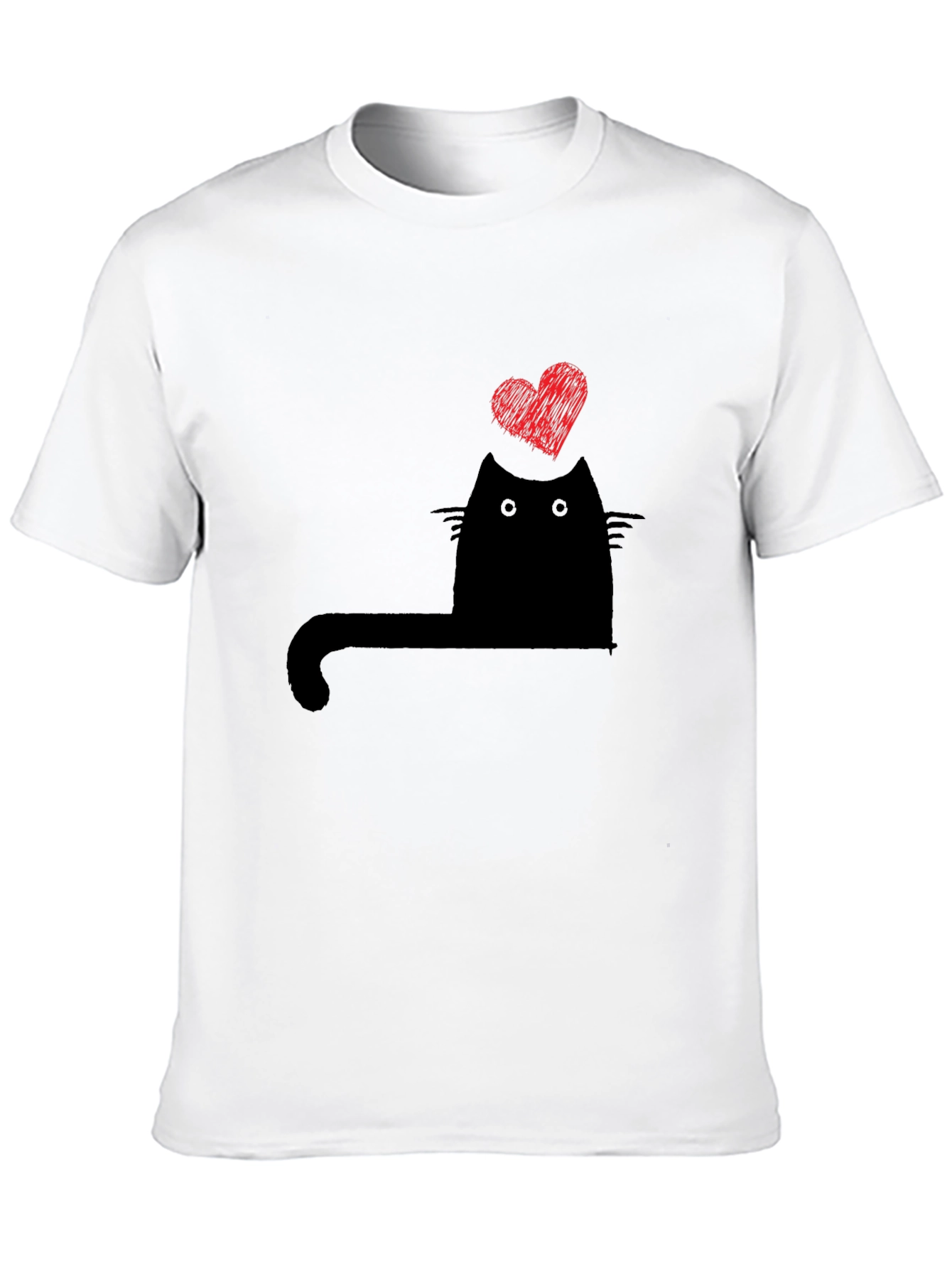 Black Cat Heart Graphic T-Shirt - Black view 10