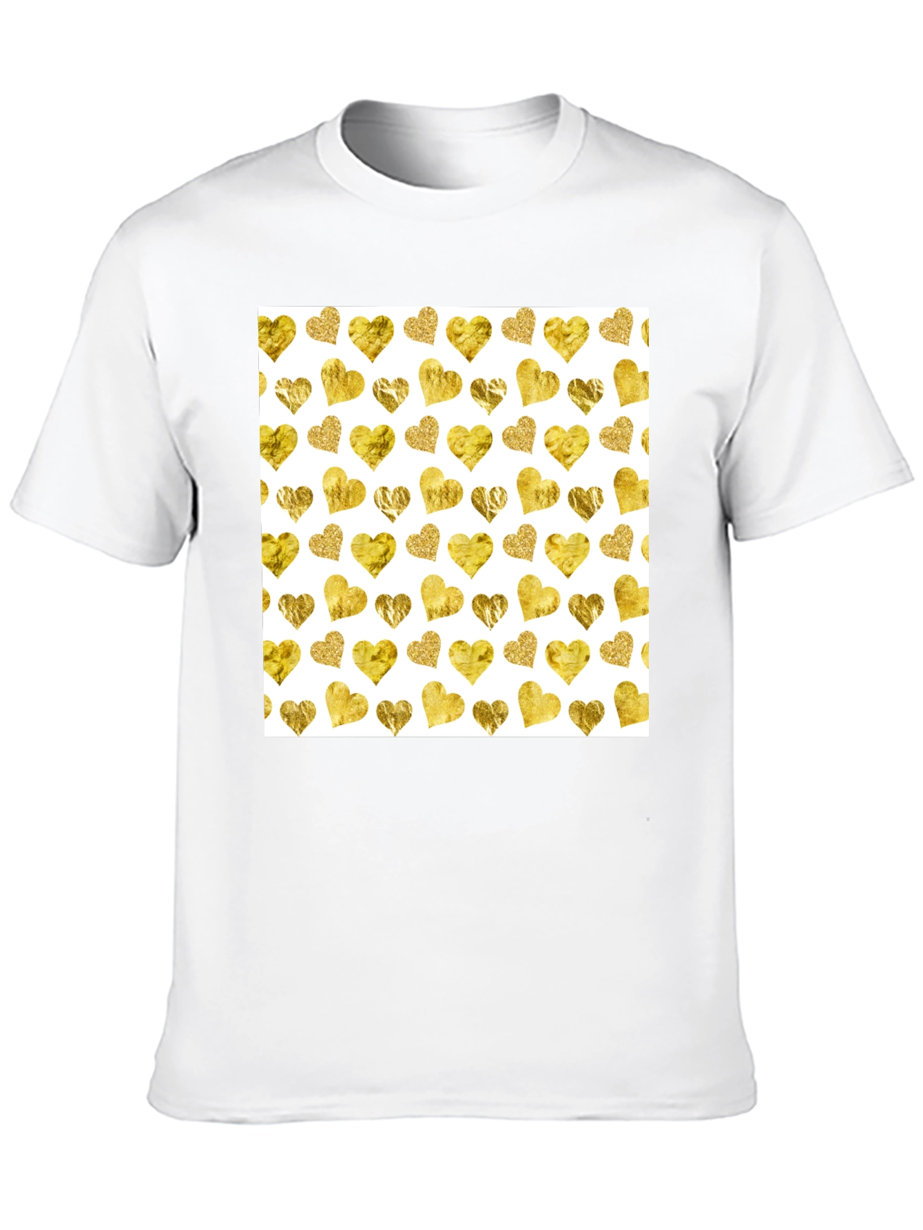Black Gold Hearts Pattern Black Tee view 10