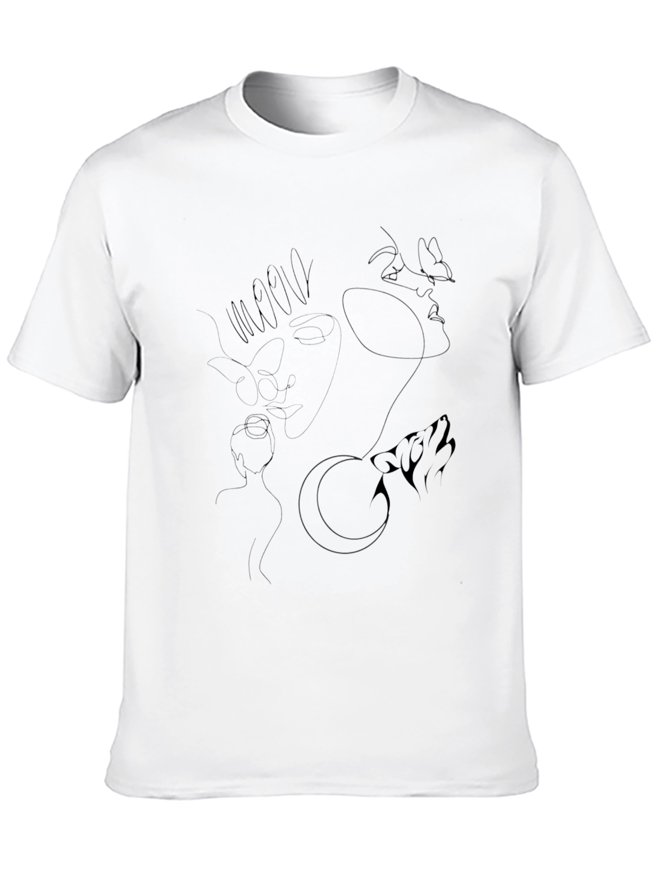 Black Men's Black Graphic T-Shirt - Wolf & Moon Design view 10