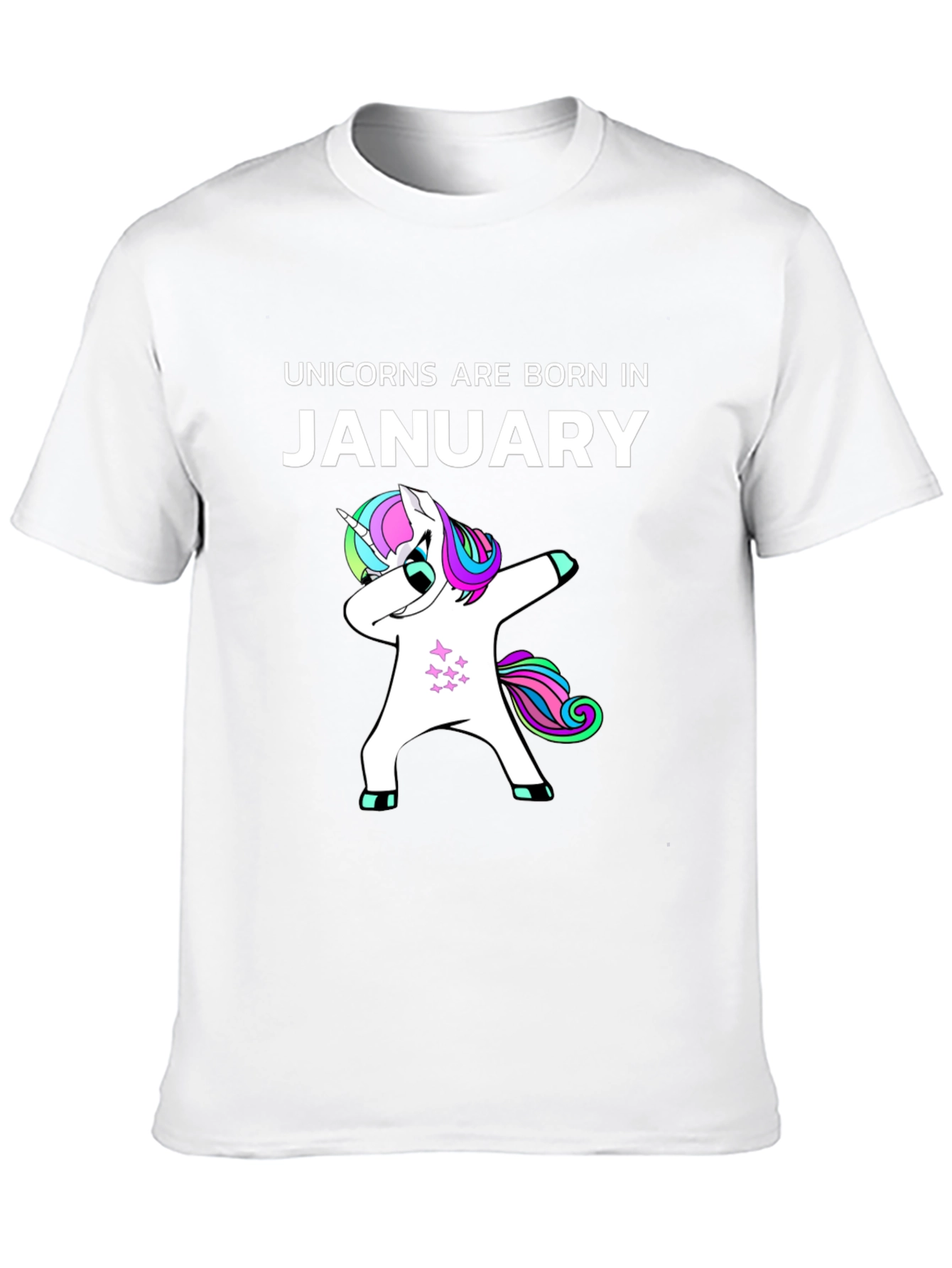 Black Unicorns Born in January Black T-Shirt view 10