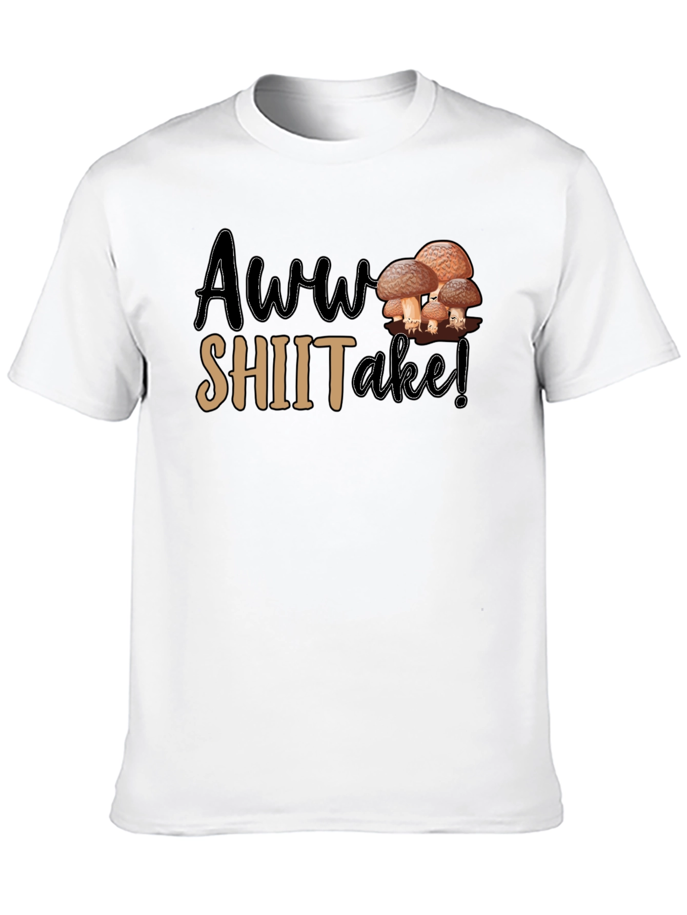 Black Awww Shiitake! Mushroom Pun Graphic T-Shirt view 10