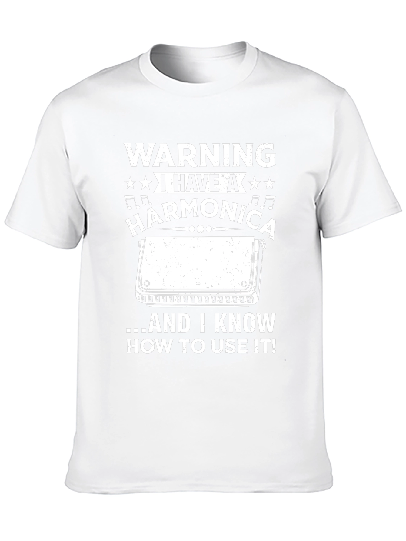 Black Warning Harmonica Player T-Shirt view 10
