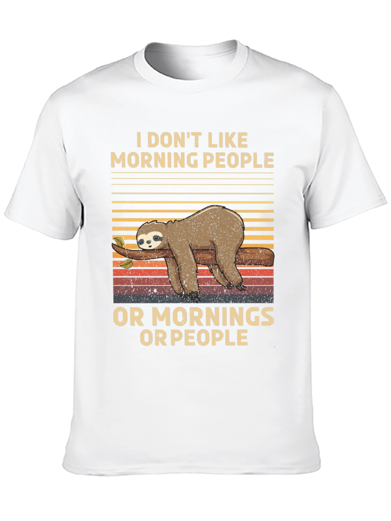 Black Funny Sloth T-Shirt: I Don't Like Morning People view 10