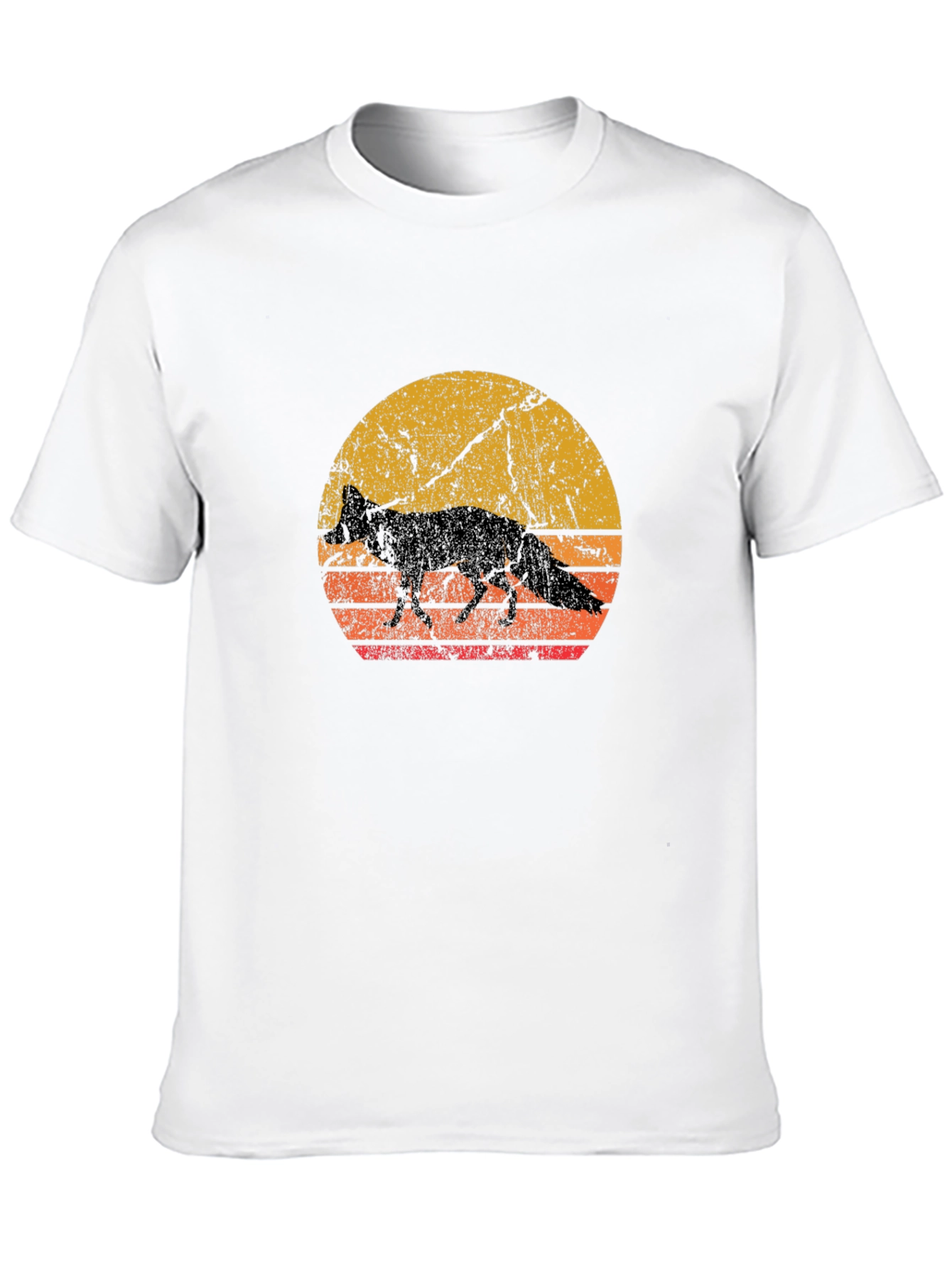 Black Retro Fox Sunset Graphic Tee - Black Cotton Blend view 10