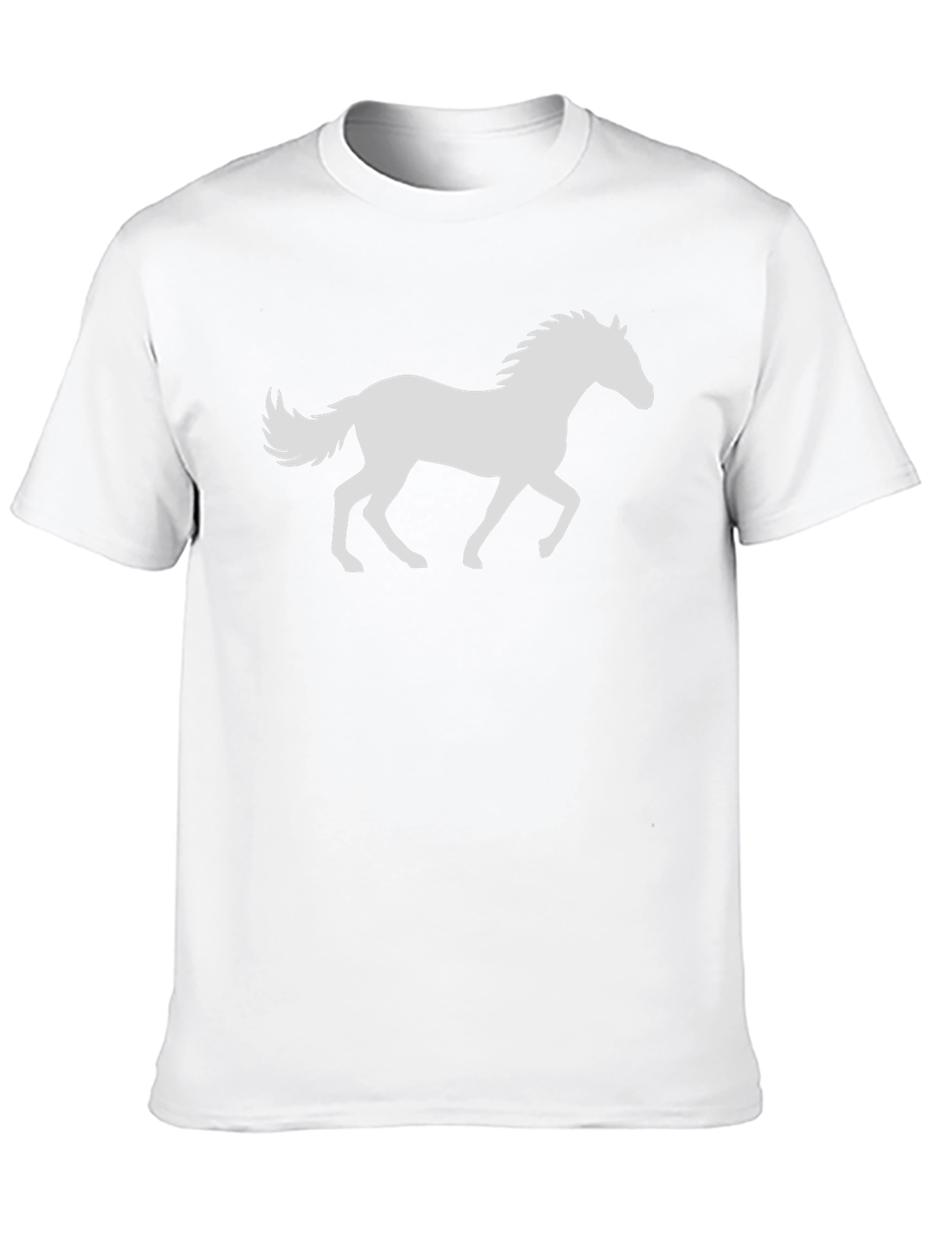 Black Black T-Shirt with White Horse Design view 10