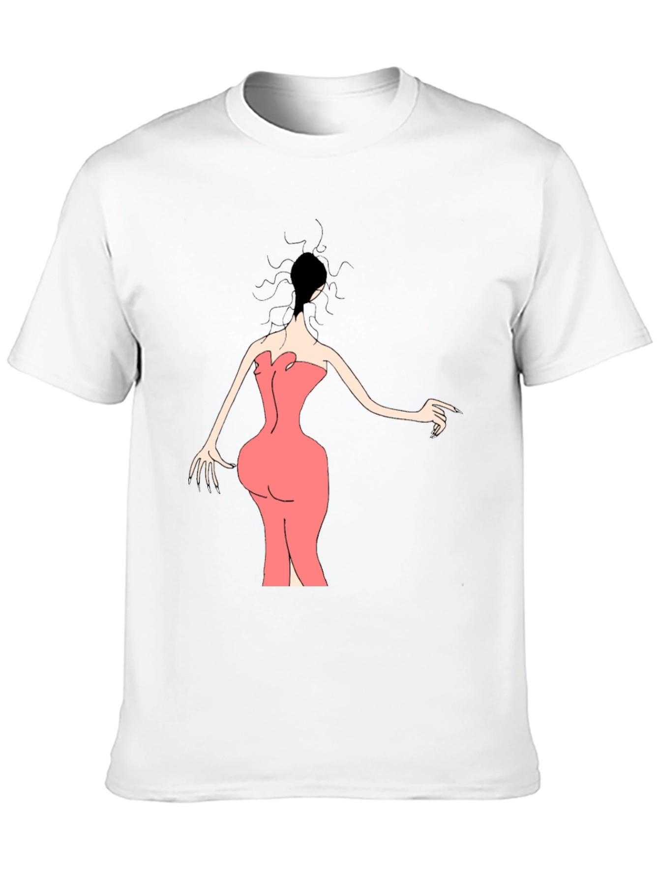 Black Woman in Pink Dress Graphic Tee - Black view 10