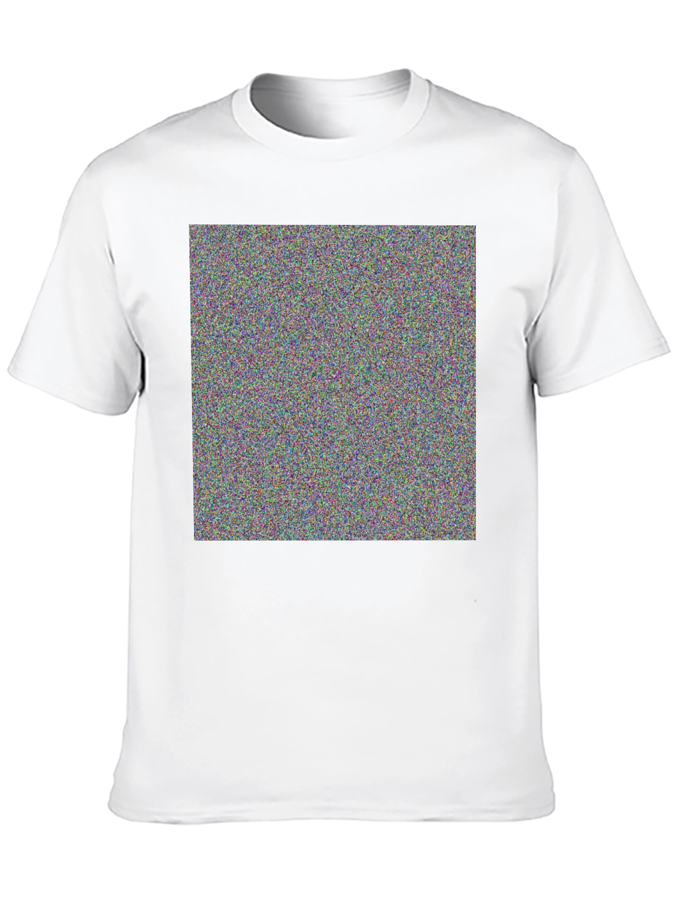 Black Men's Black T-Shirt with Colorful Geometric Design view 10