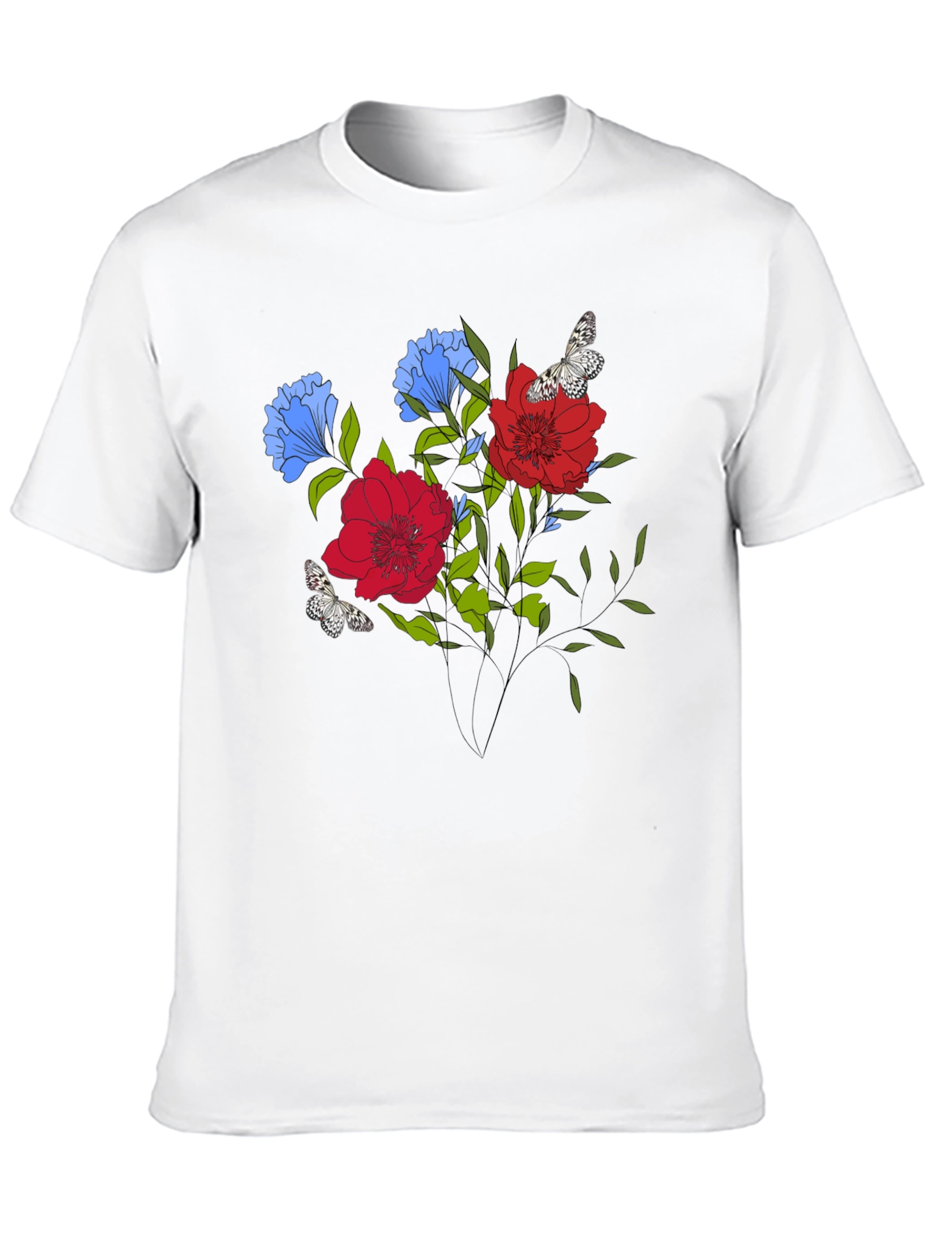 Black Floral Butterfly Graphic Print T-Shirt view 10