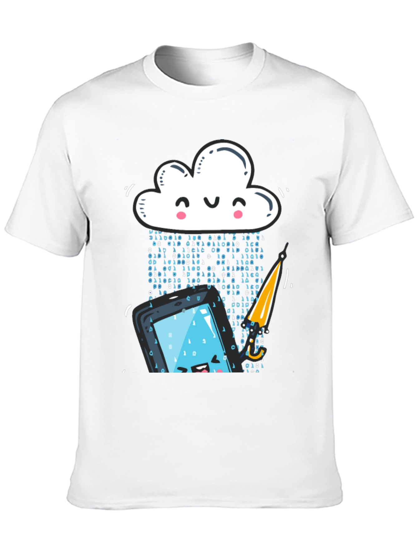 Black Funny Cloud Data Rain Smartphone Black T-Shirt view 10