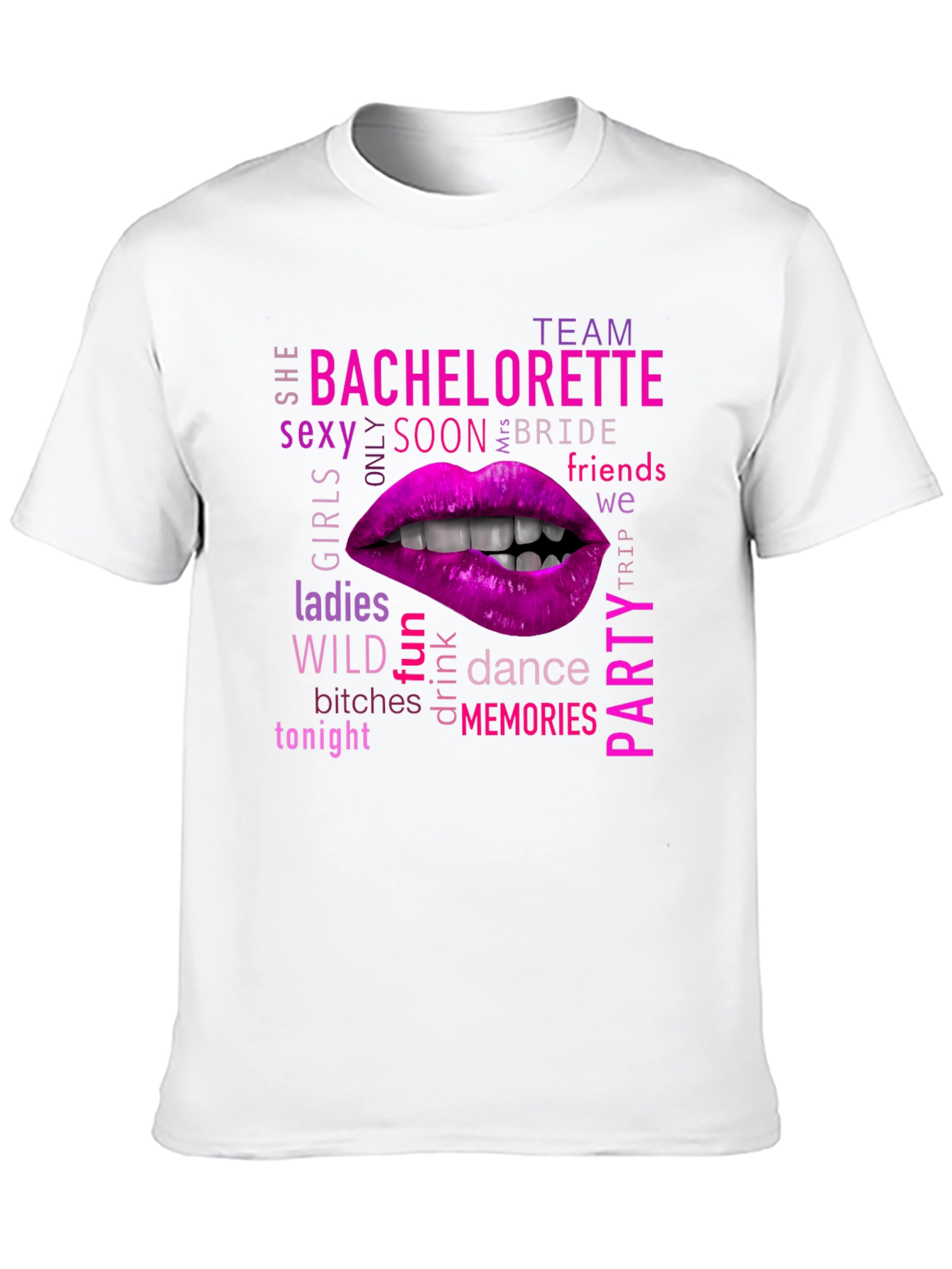 Black Bachelorette Party Lips Graphic T-Shirt view 10