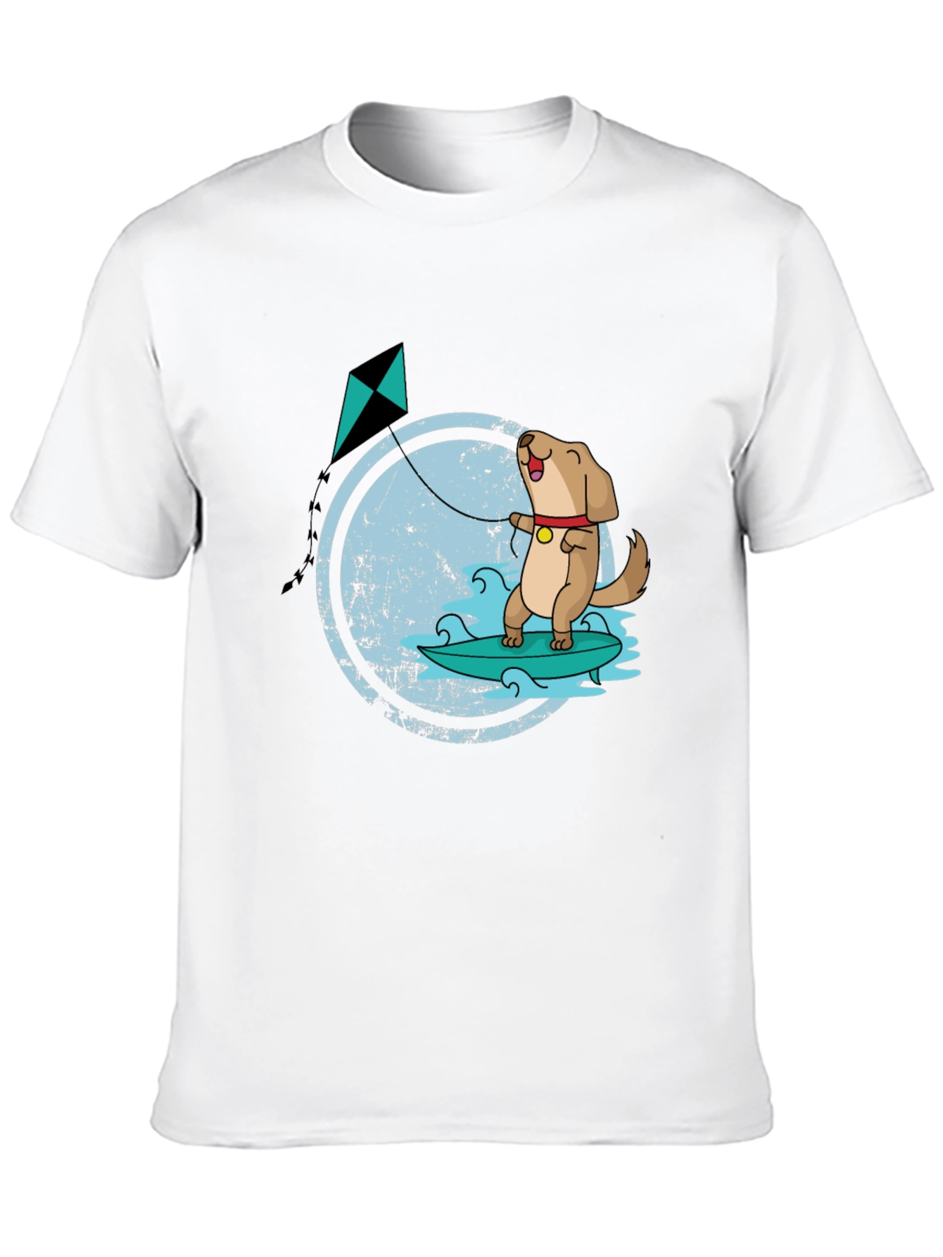Black Surfing Dog Kite T-Shirt view 10