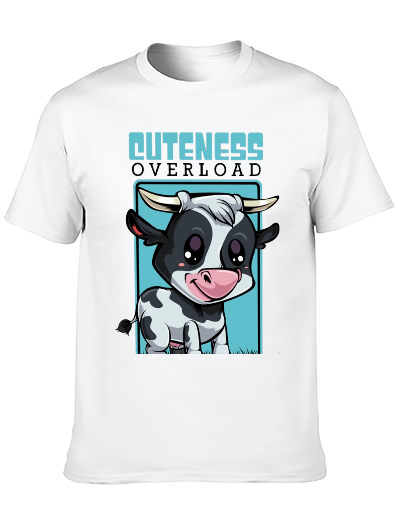 Black Cute Cow Cuteness Overload Graphic T-Shirt view 10