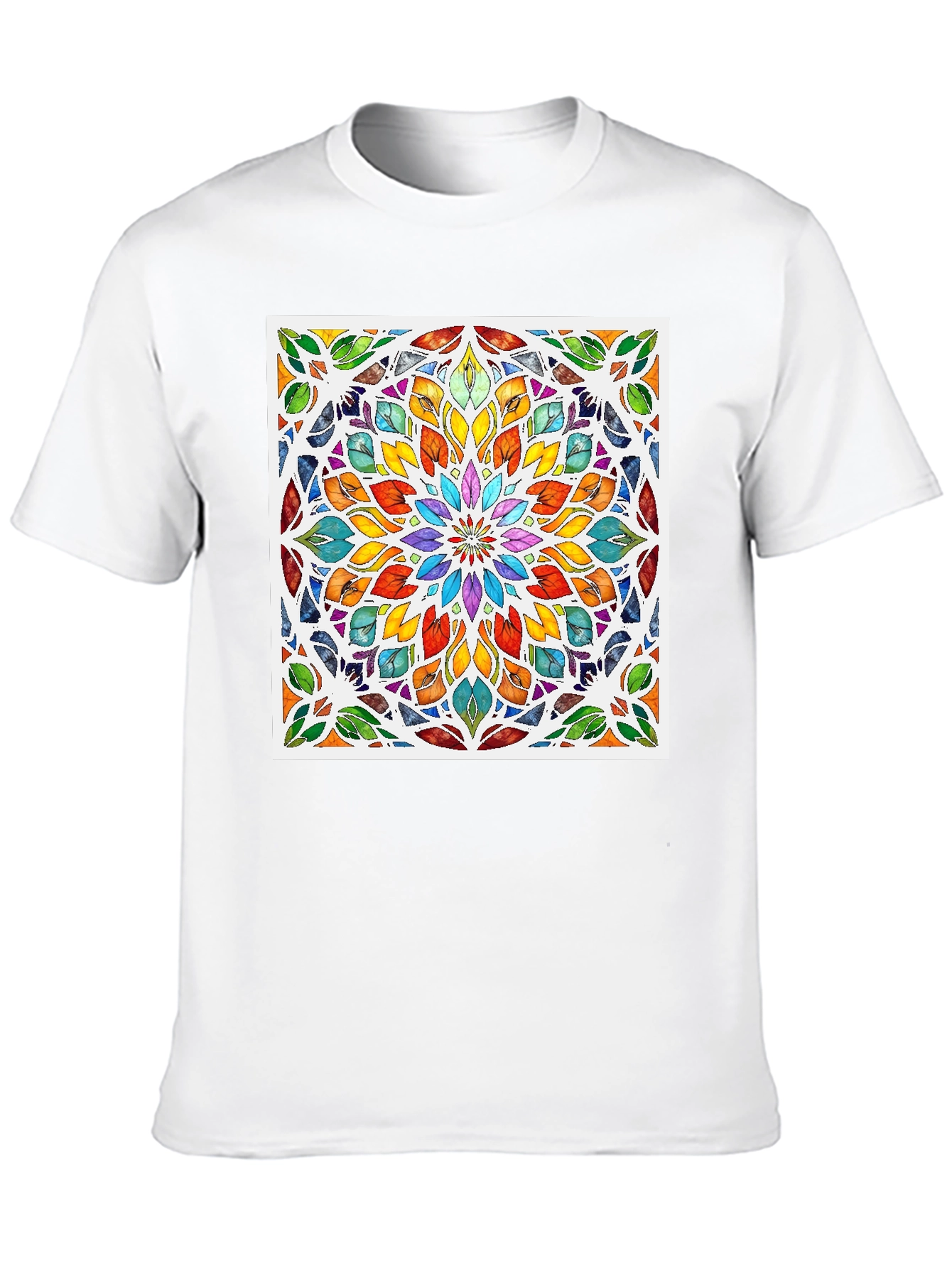 Black Colorful Mandala Graphic Black T-Shirt view 10