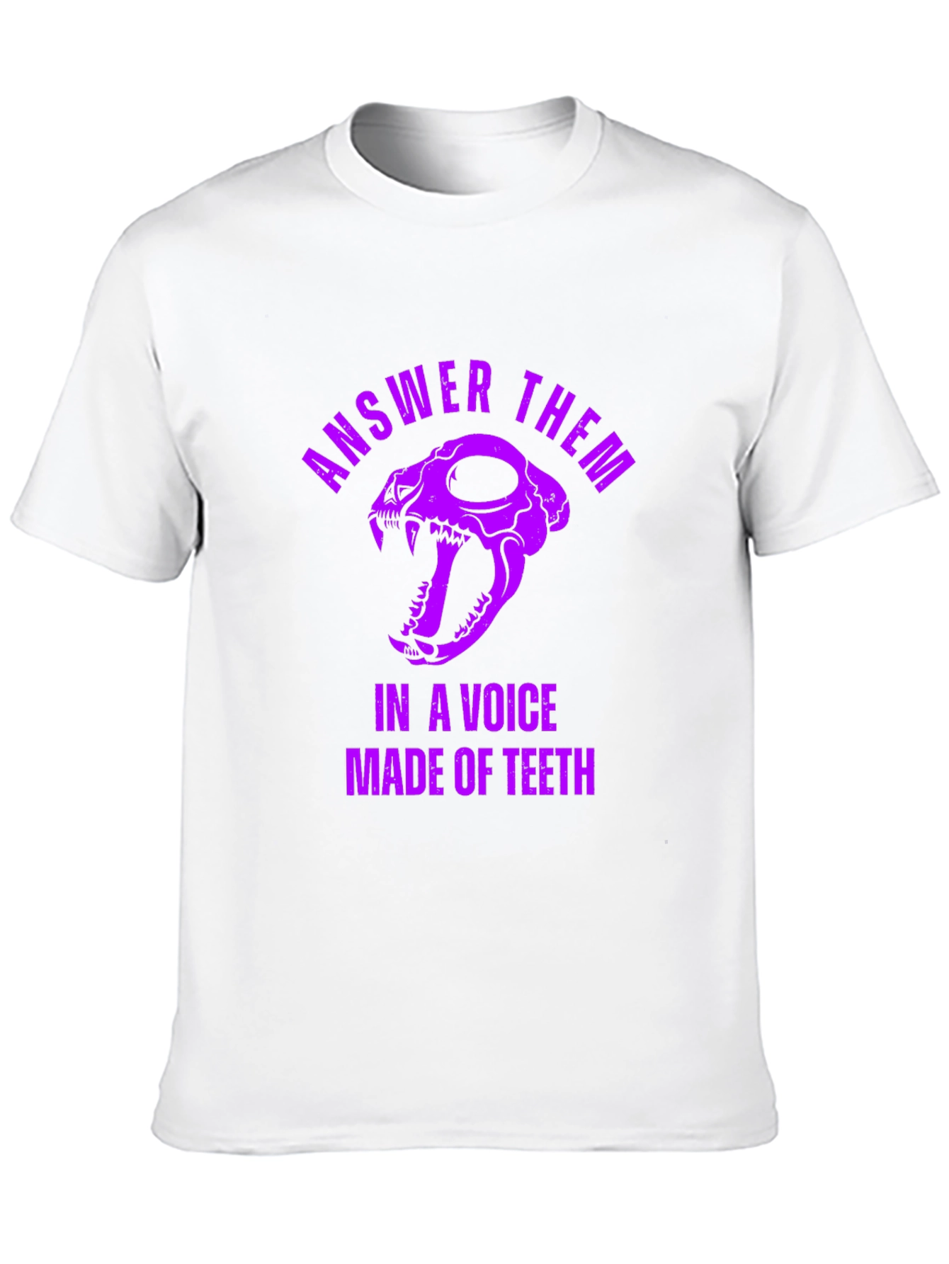 Black Answer Them T-Shirt: Skull & Teeth Design view 10