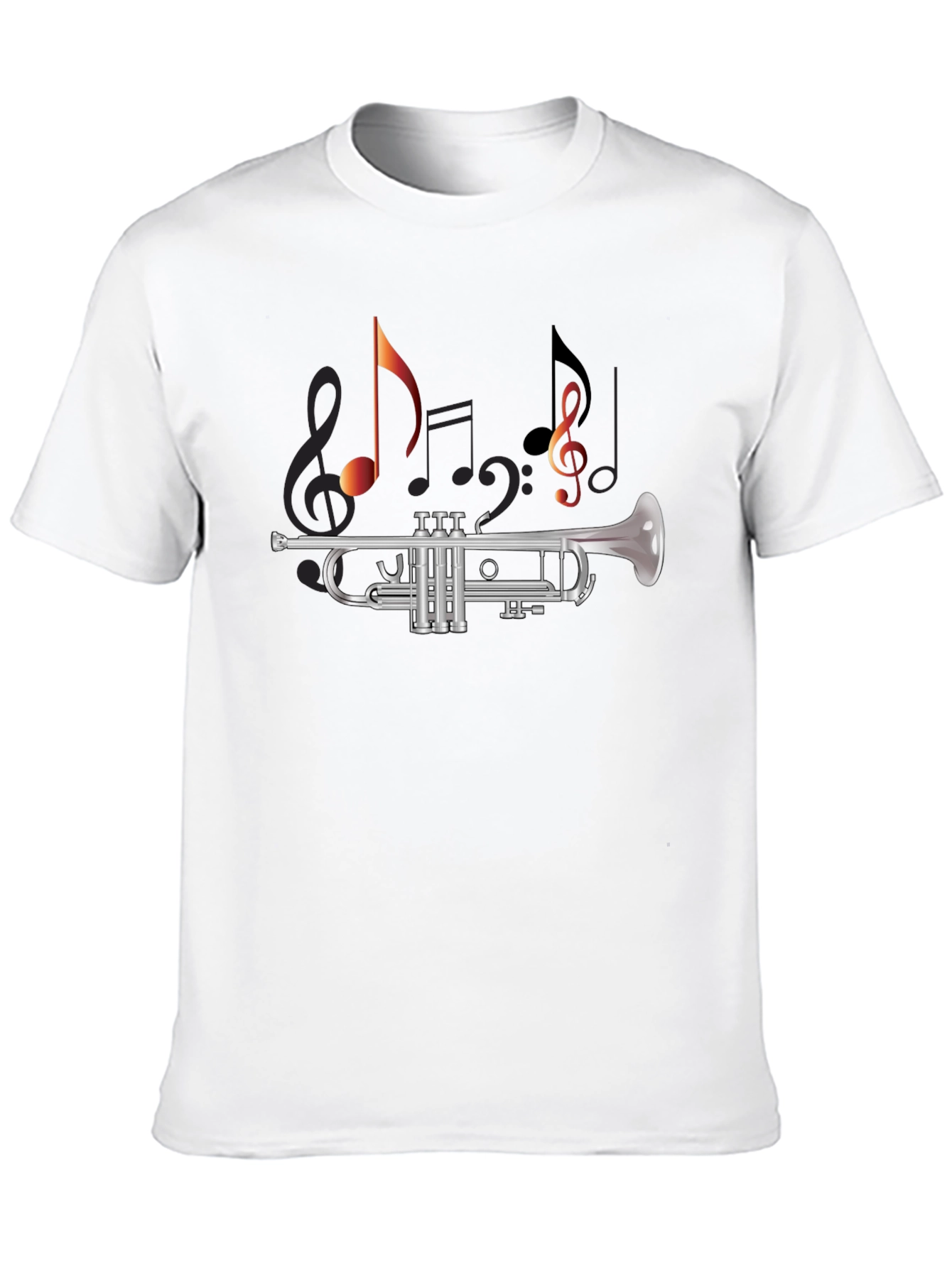 Black Musical Trumpet T-Shirt - Black Cotton Tee view 10